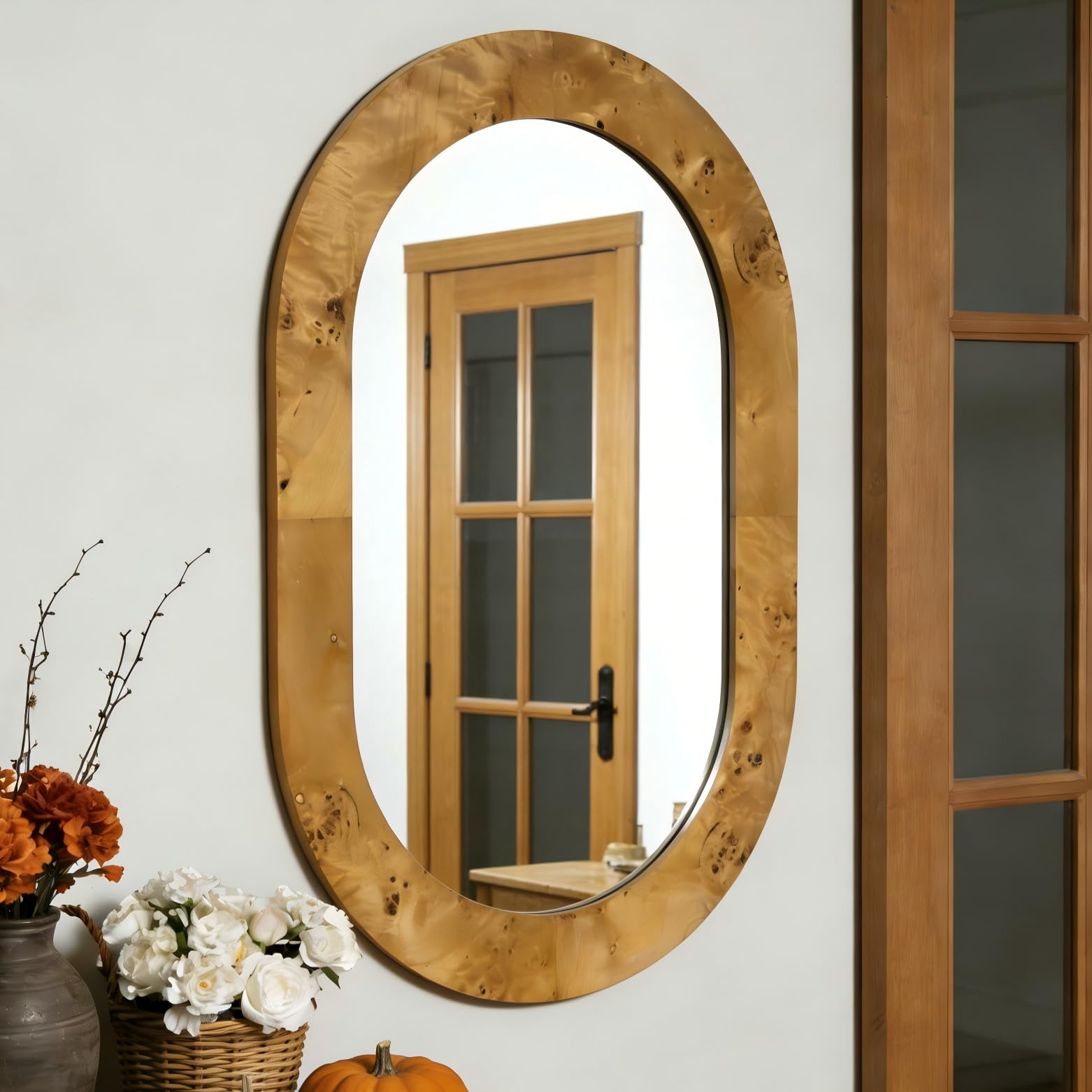 Oval Burlwood Wall Mirror