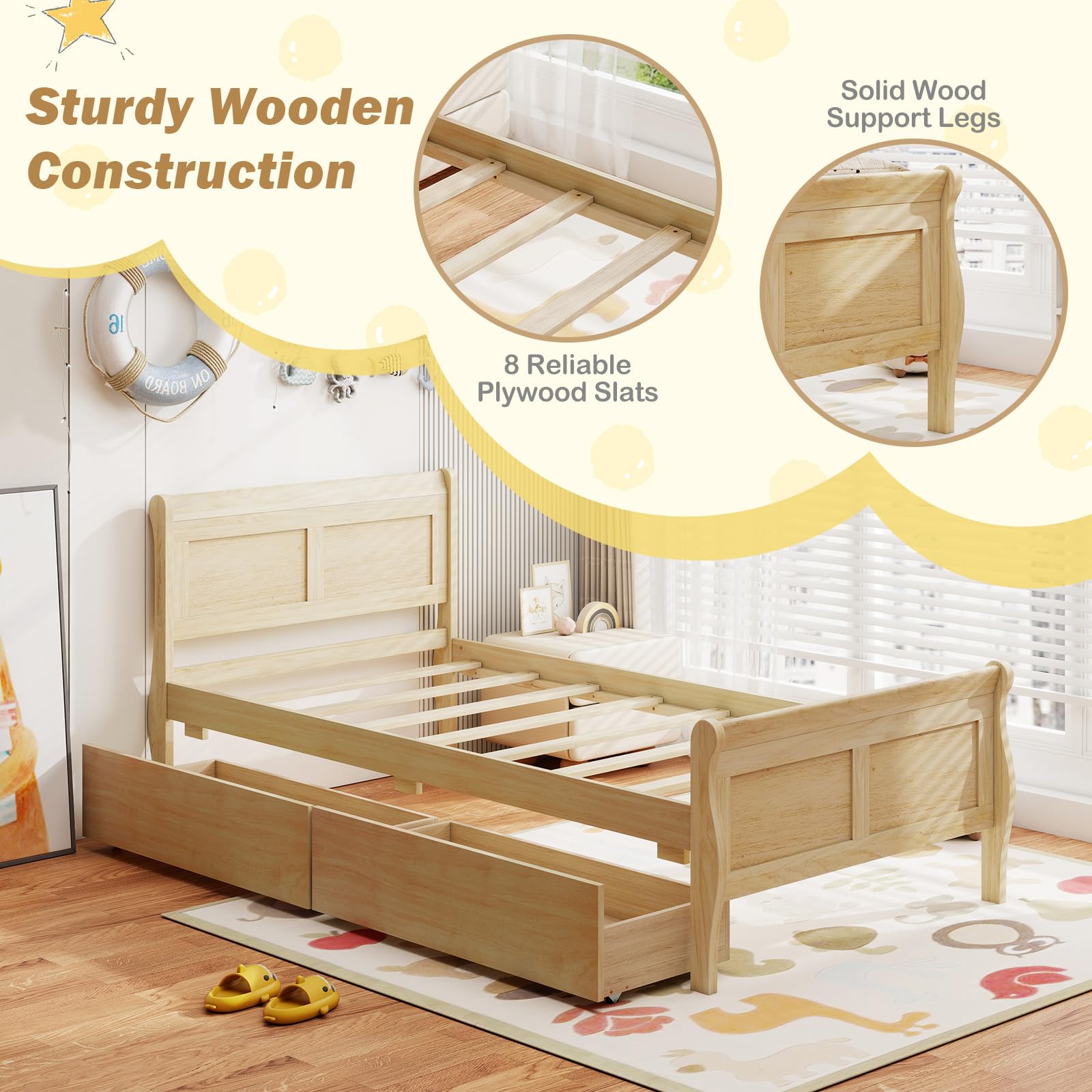 Twin Bed with Storage Drawers