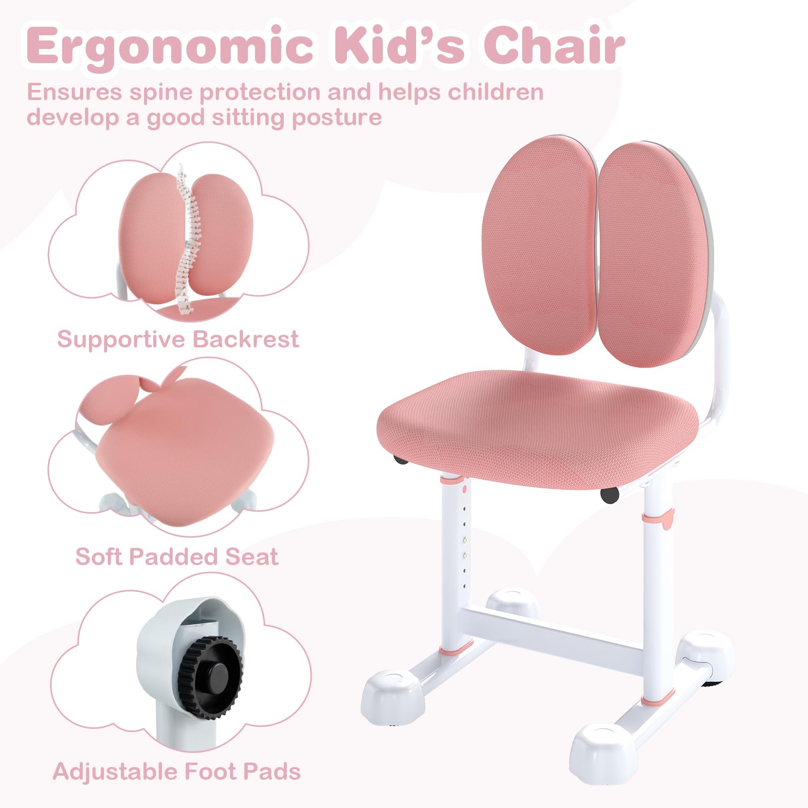 Kids Height-Adjustable Study Desk and Chair Set