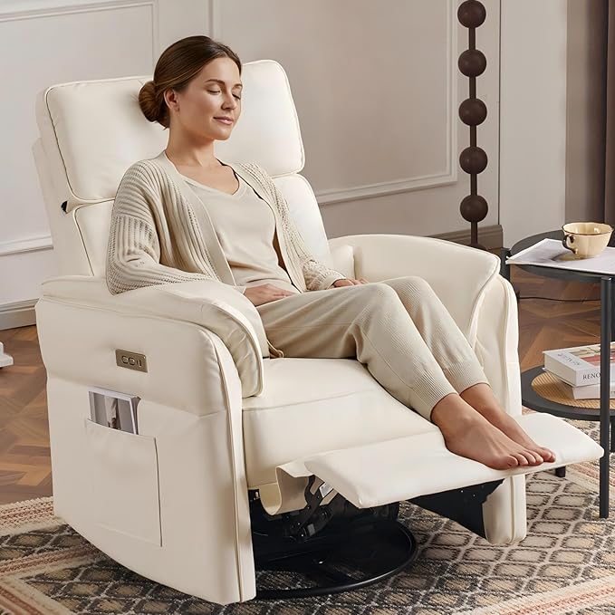 Power Swivel Glider Recliner Chair with Adjustable Armrests