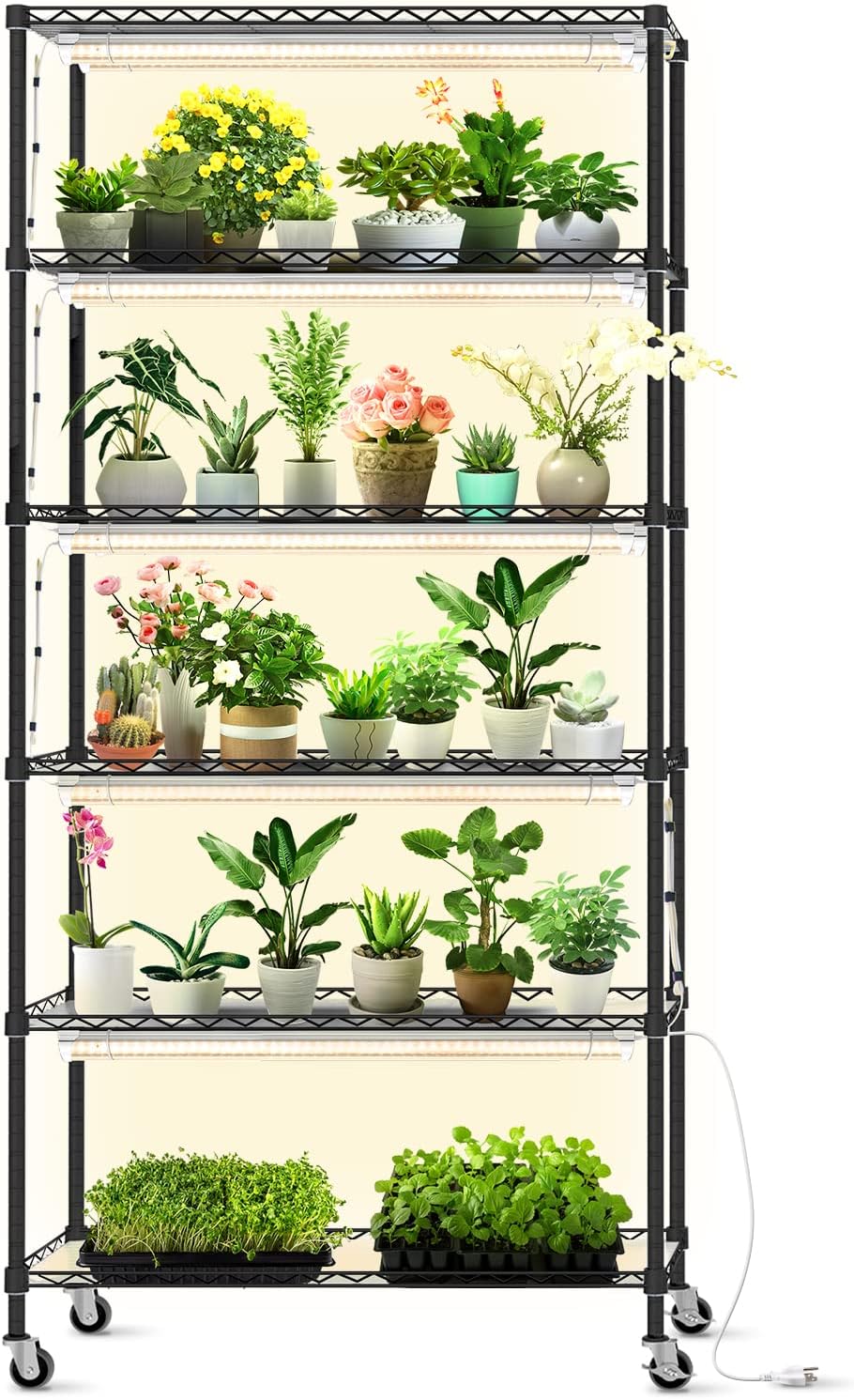 6-Tier Indoor Greenhouse with Grow Lights