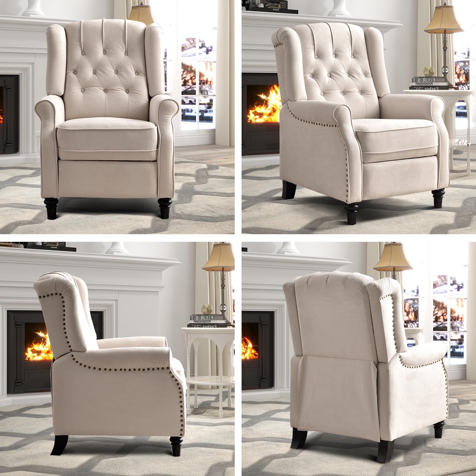 Pushback Recliner Chair with Rivet Decoration
