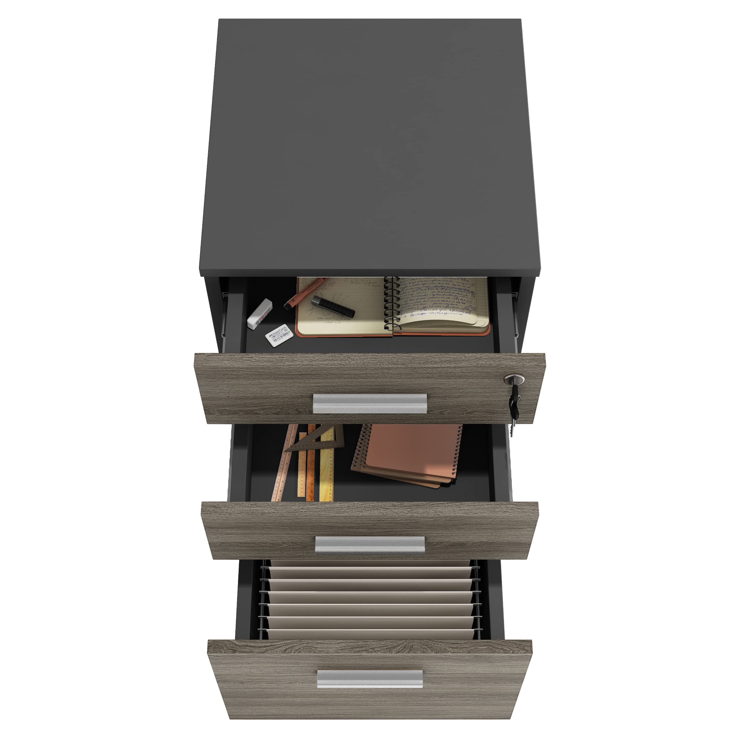Lazio 3-Drawer Rolling File Cabinet with Lock
