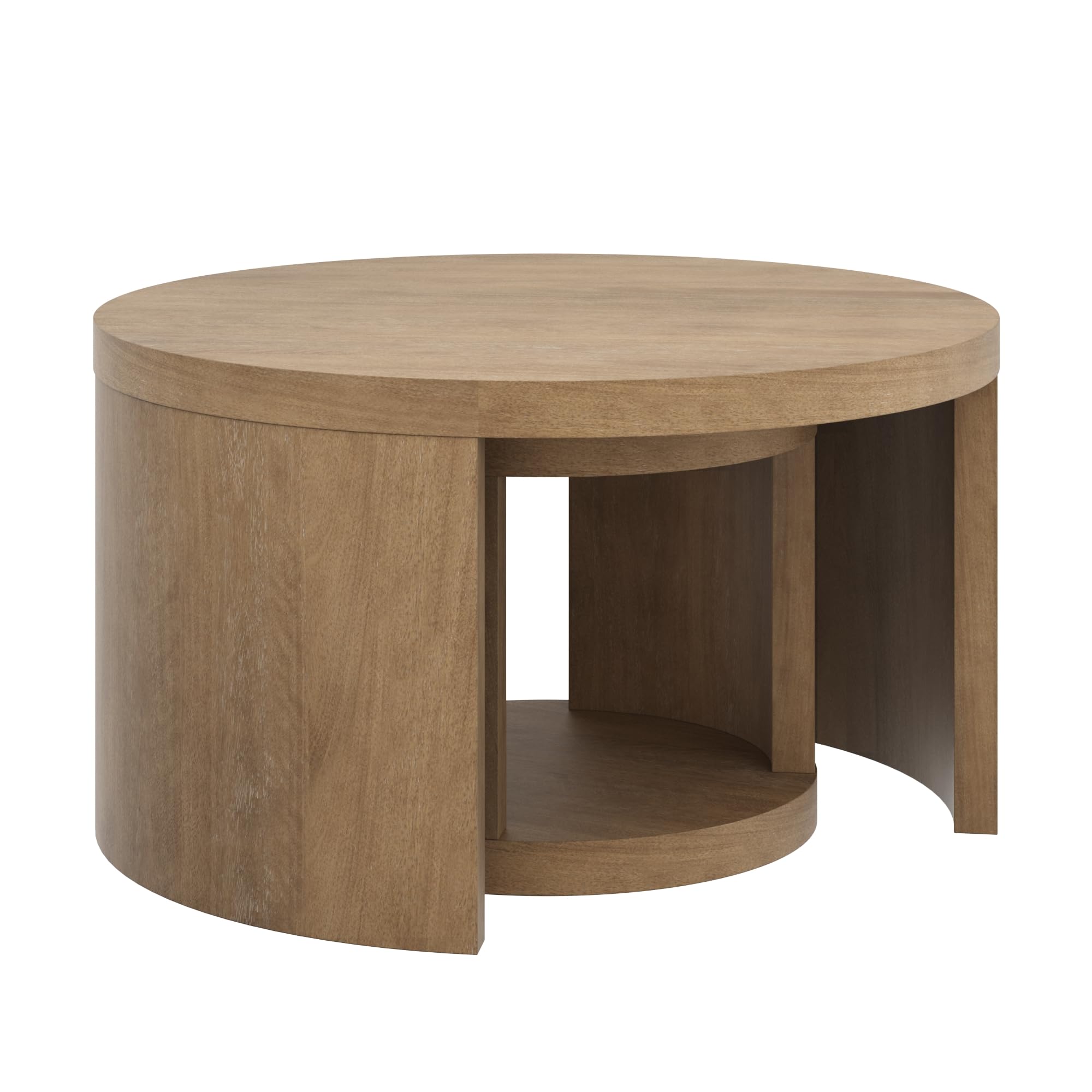 Mid Century Modern 2-Piece Nesting Coffee Table with Storage