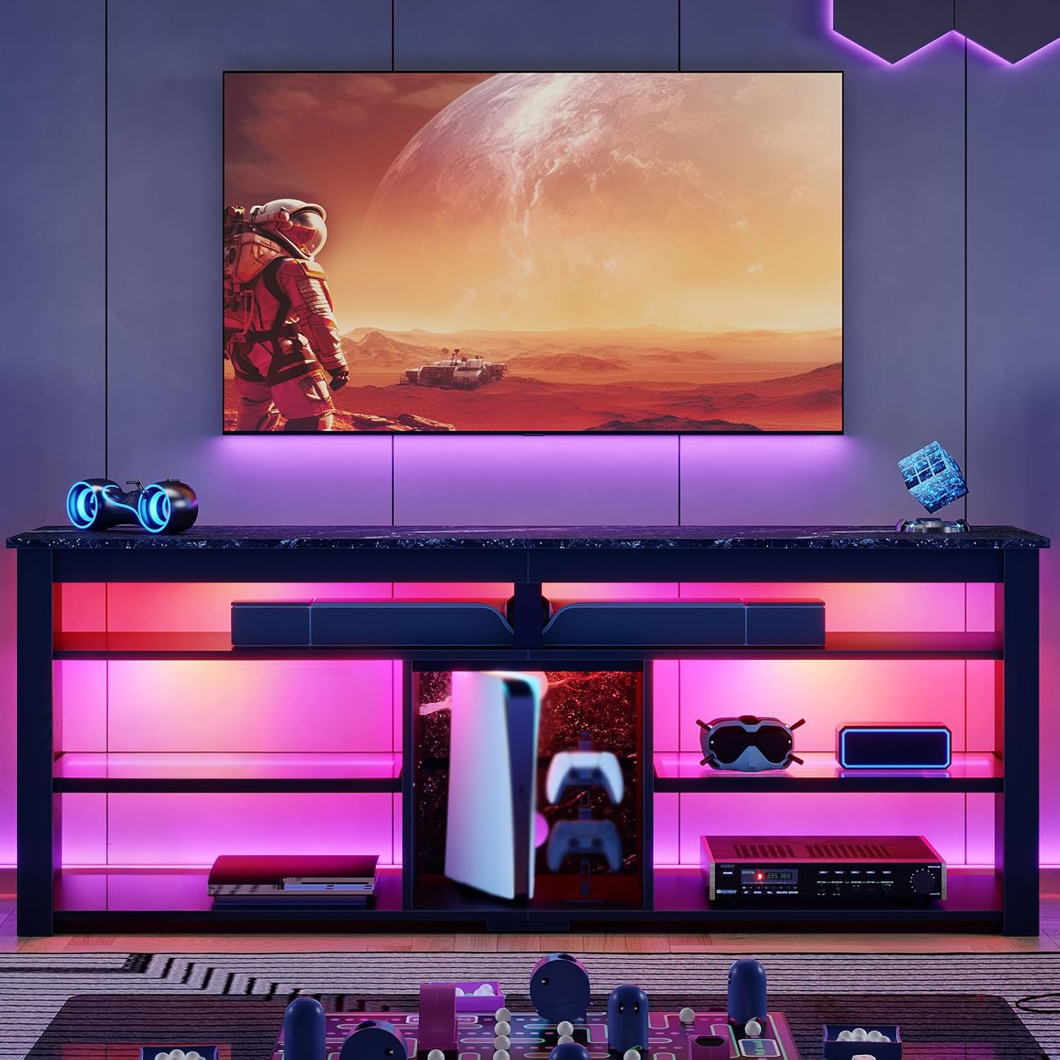 63" LED TV Stand with Gaming Storage