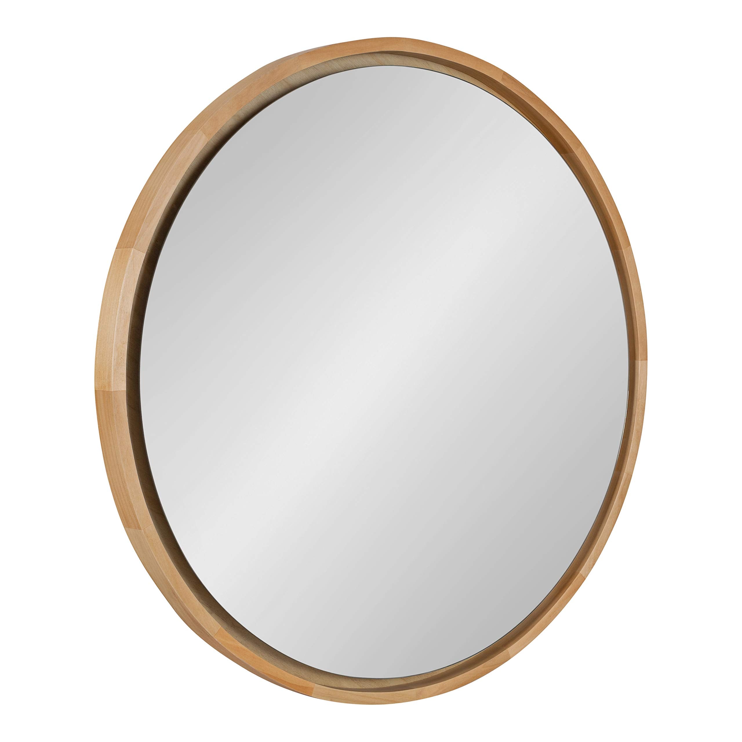 30-Inch Round Wood Framed Wall Mirror