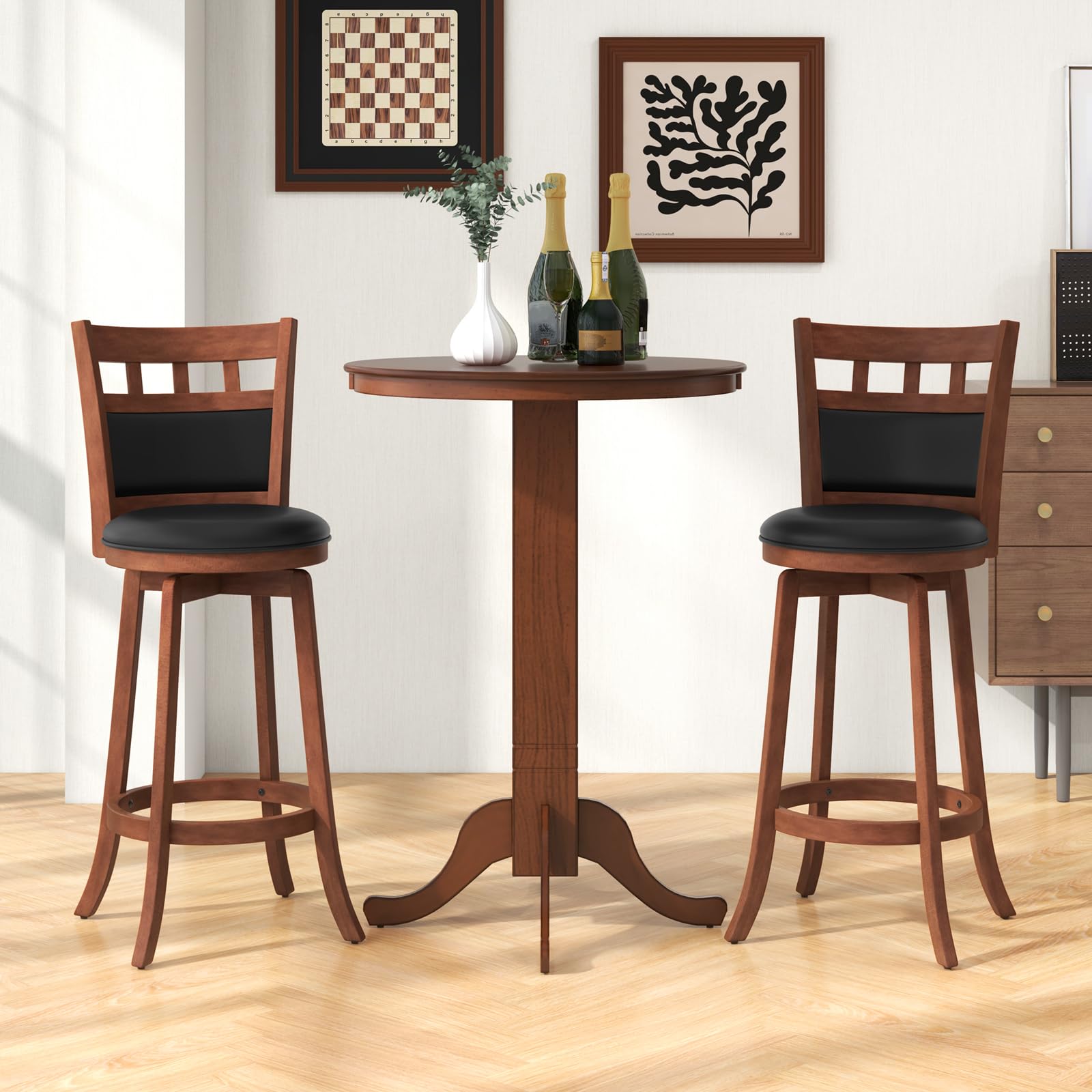 3-Piece Round Pub Table Set with Swivel Stools