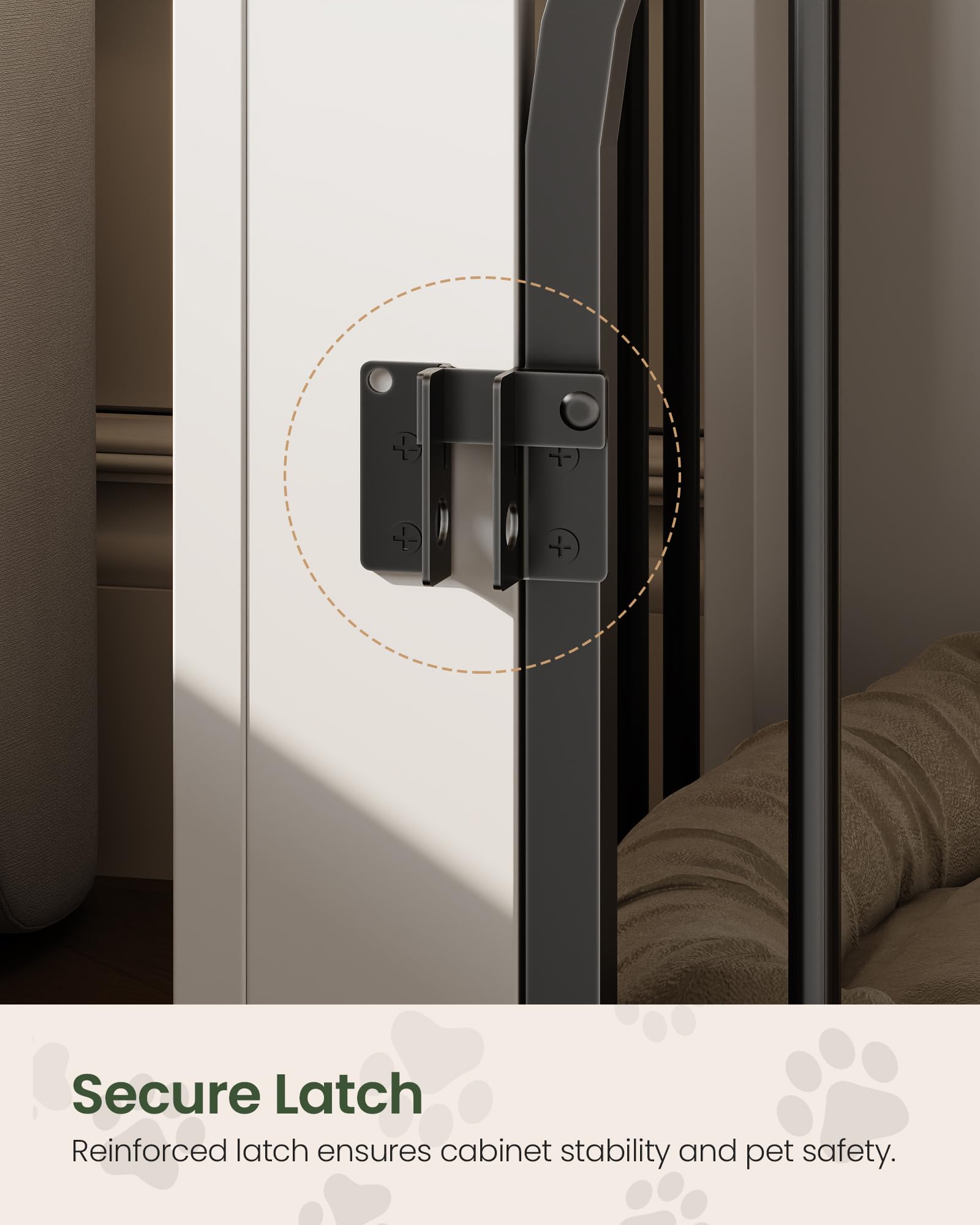 Wooden Dog Crate Furniture with Charging Station and Storage Drawer