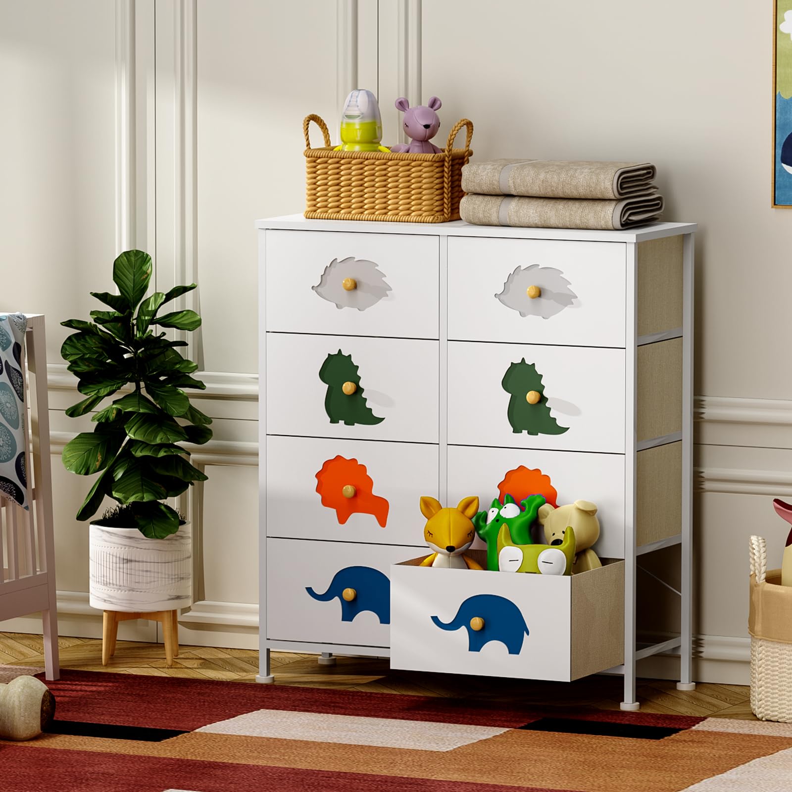 8-Drawer Kids Dresser with Wood Top