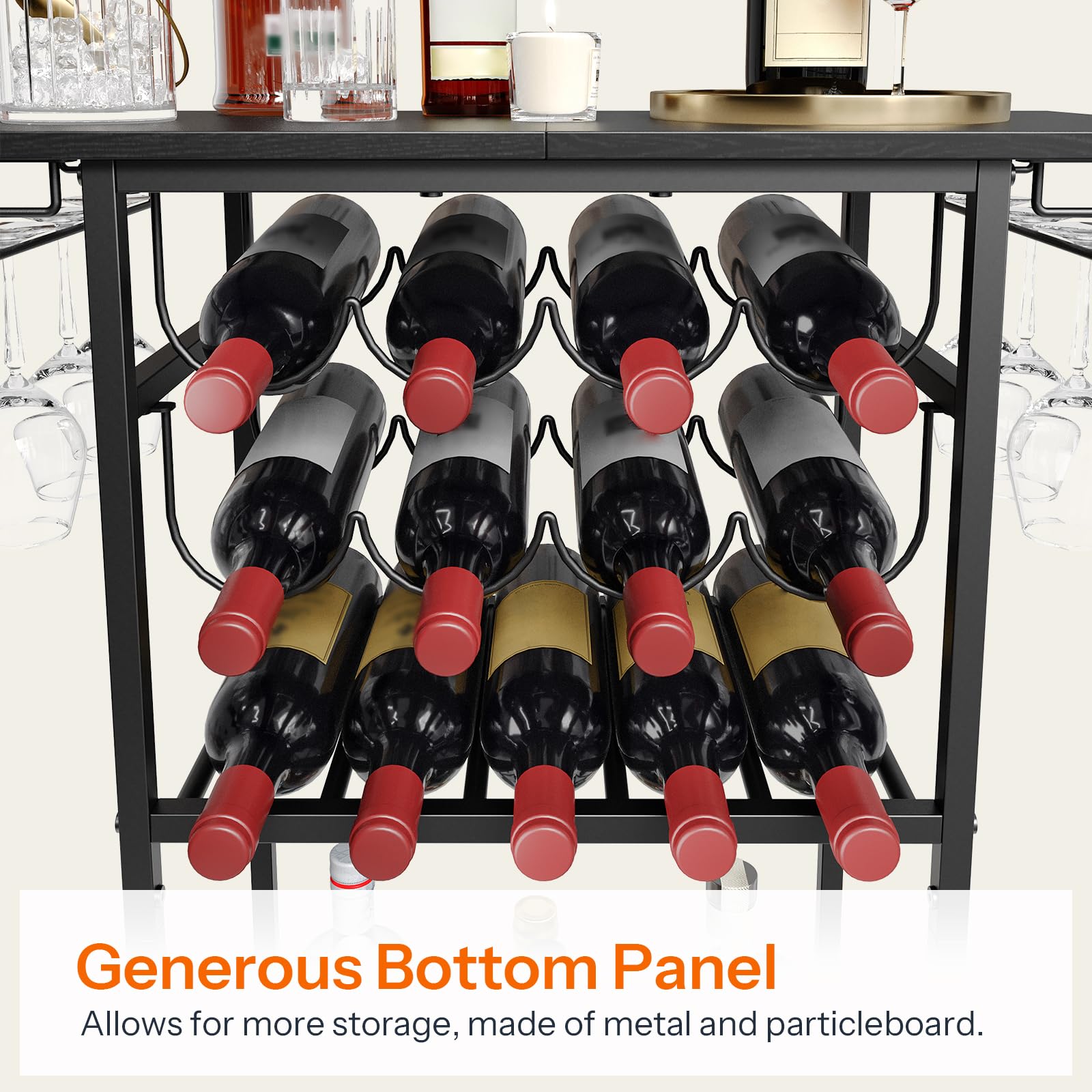 5-Tier Wine Rack with Glass Holder