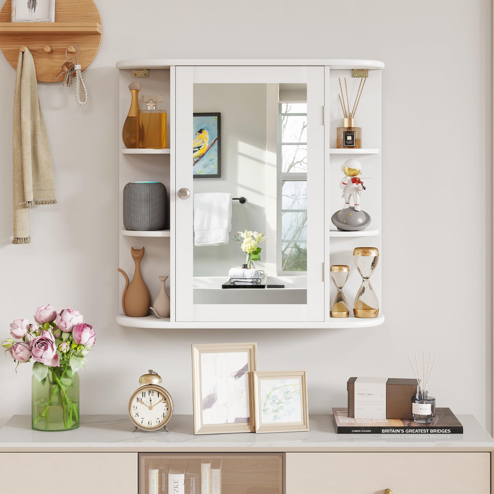 Bathroom Medicine Cabinet with Mirror Wall Mounted Storage Organizer