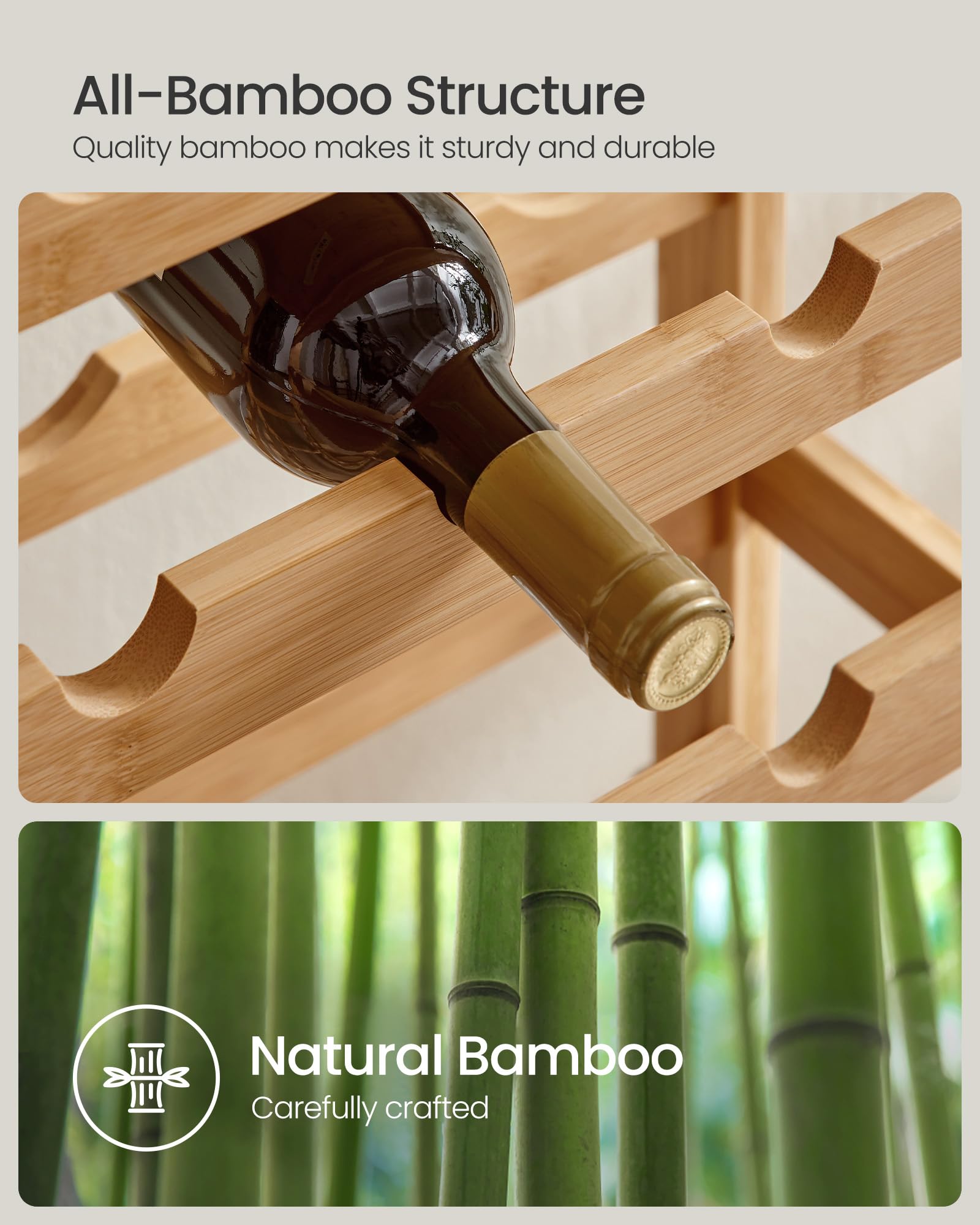 42-Bottle Bamboo Wine Rack 7-Tier Floor Standing