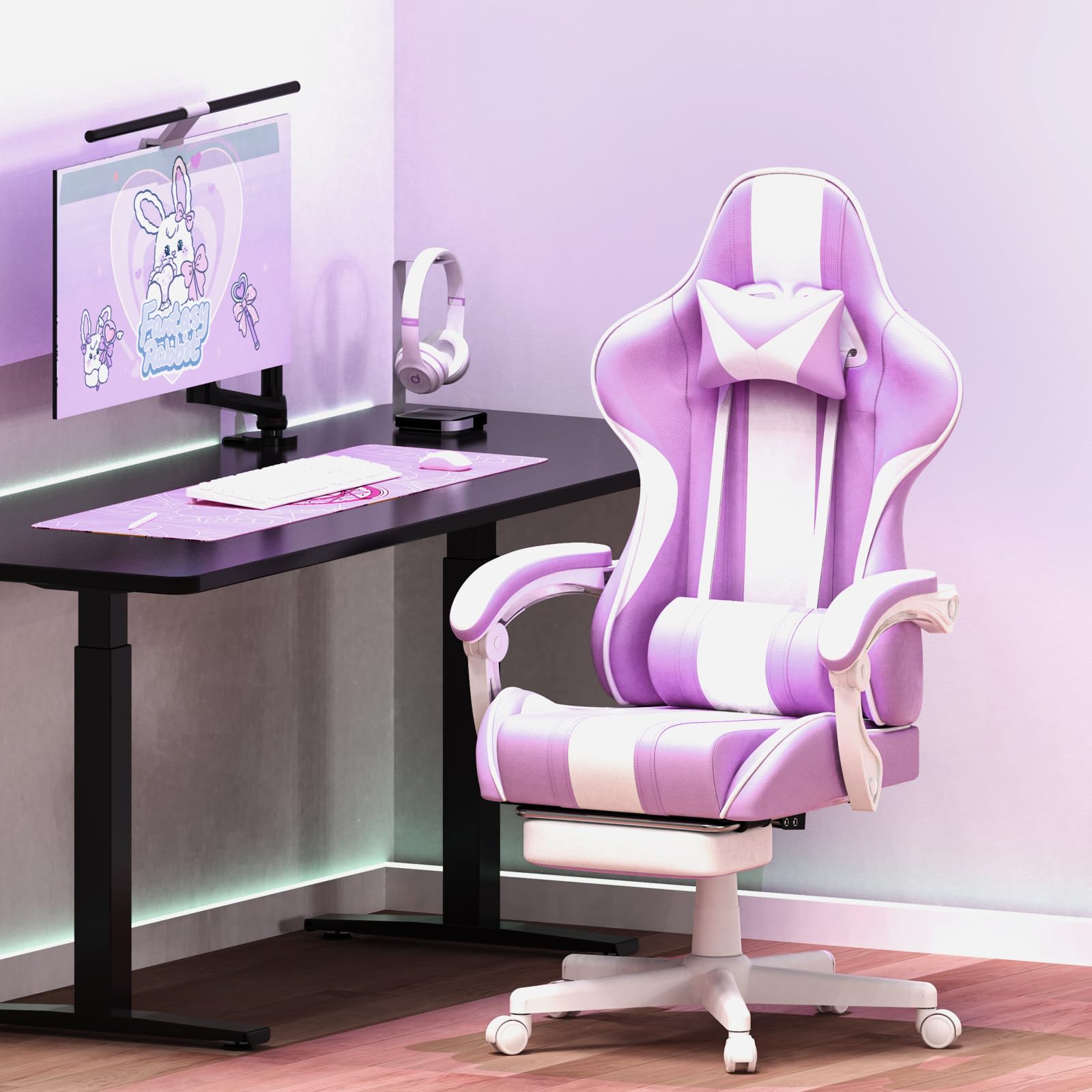 Ergonomic Gaming Chair Light Purple