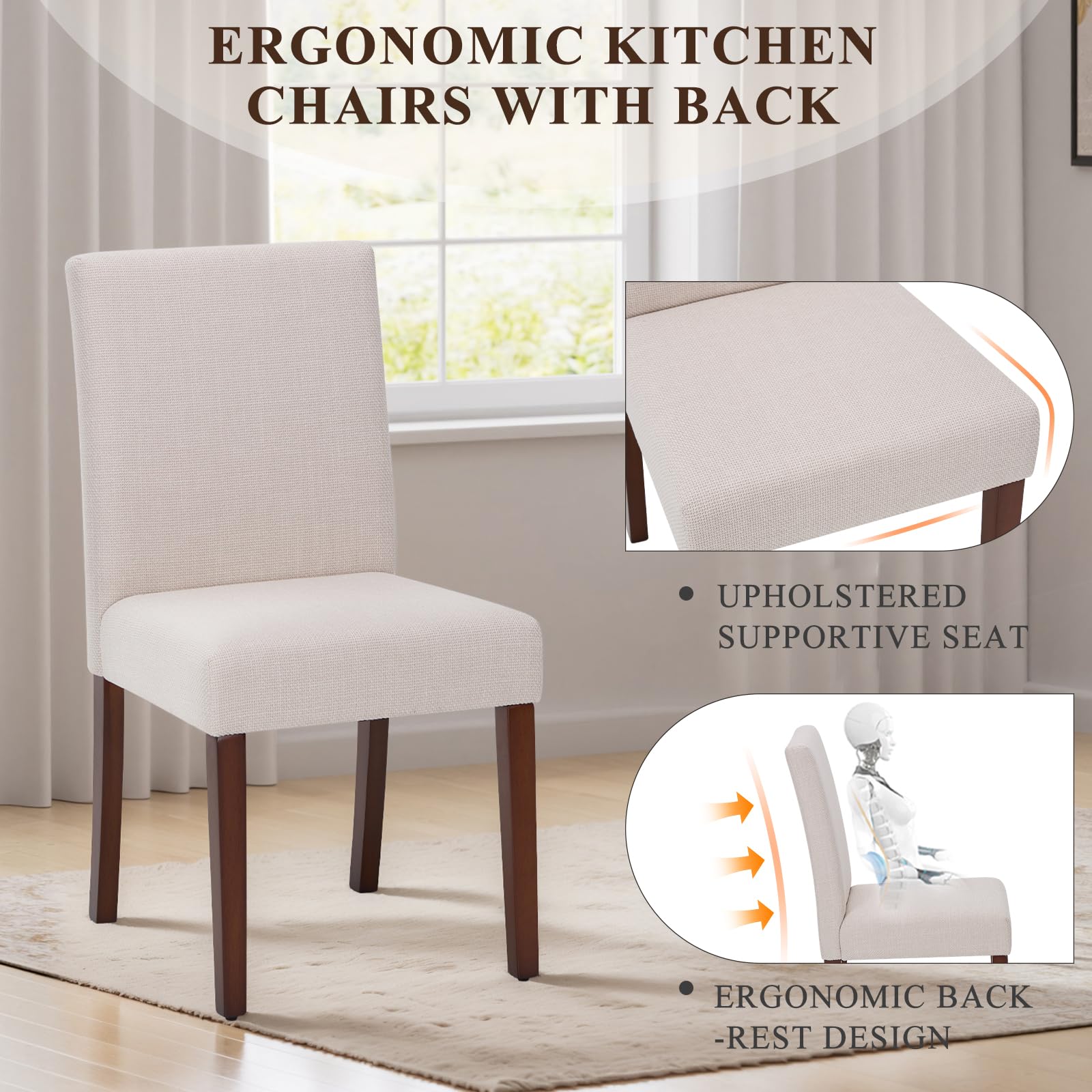 Upholstered Parsons Dining Chairs Set of 4