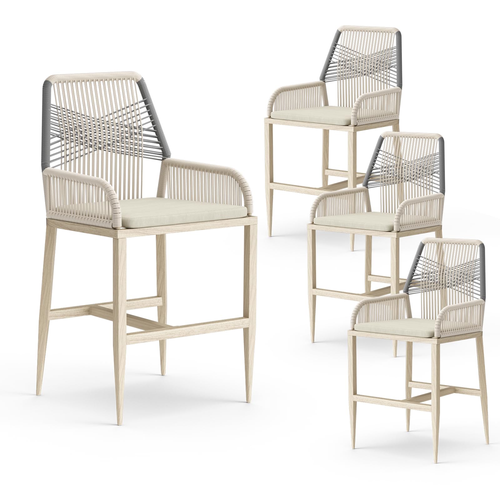 Rattan Counter Height Bar Stools Set of 4