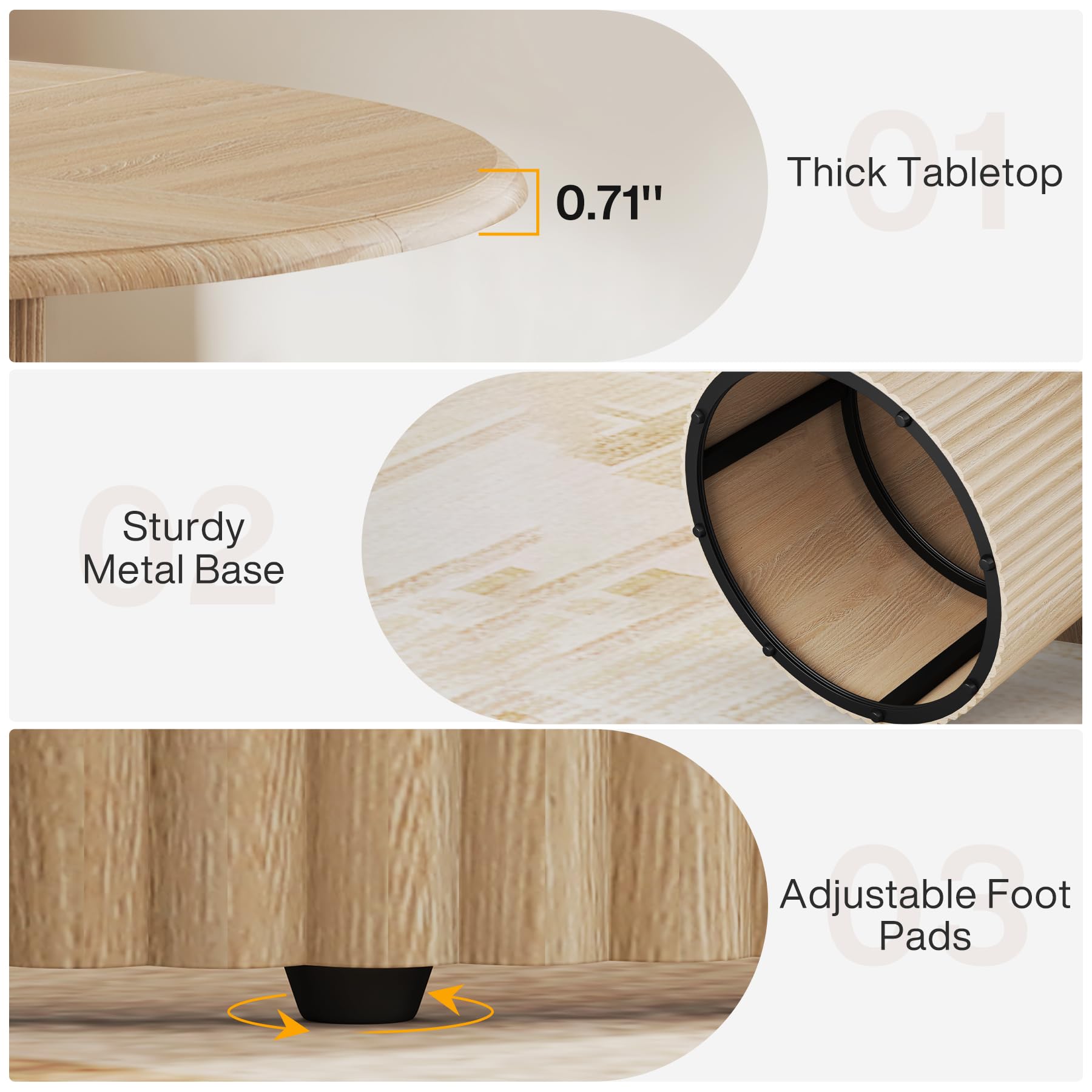 47" Round Dining Table with Metal Pedestal Base