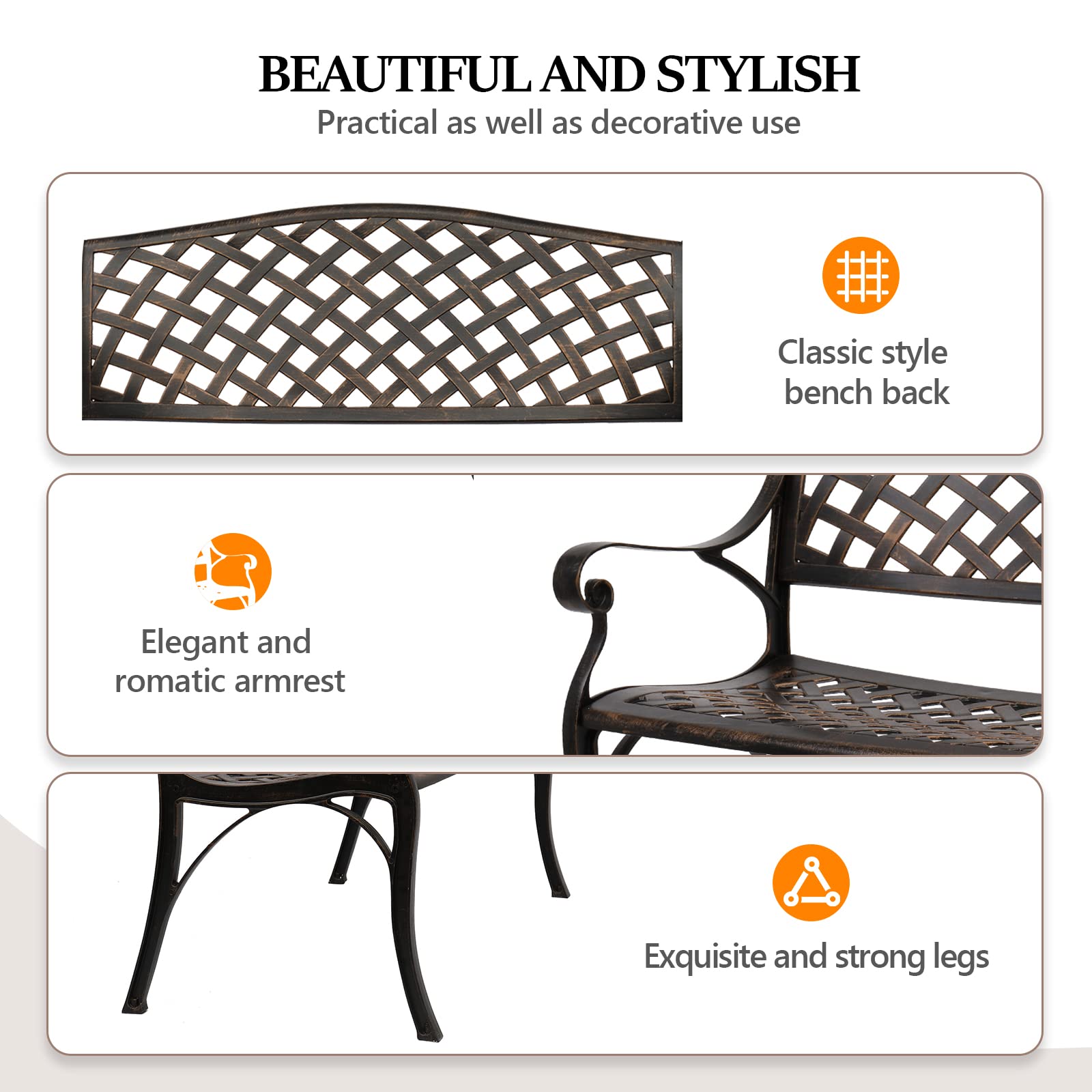 Outdoor Aluminum Garden Bench