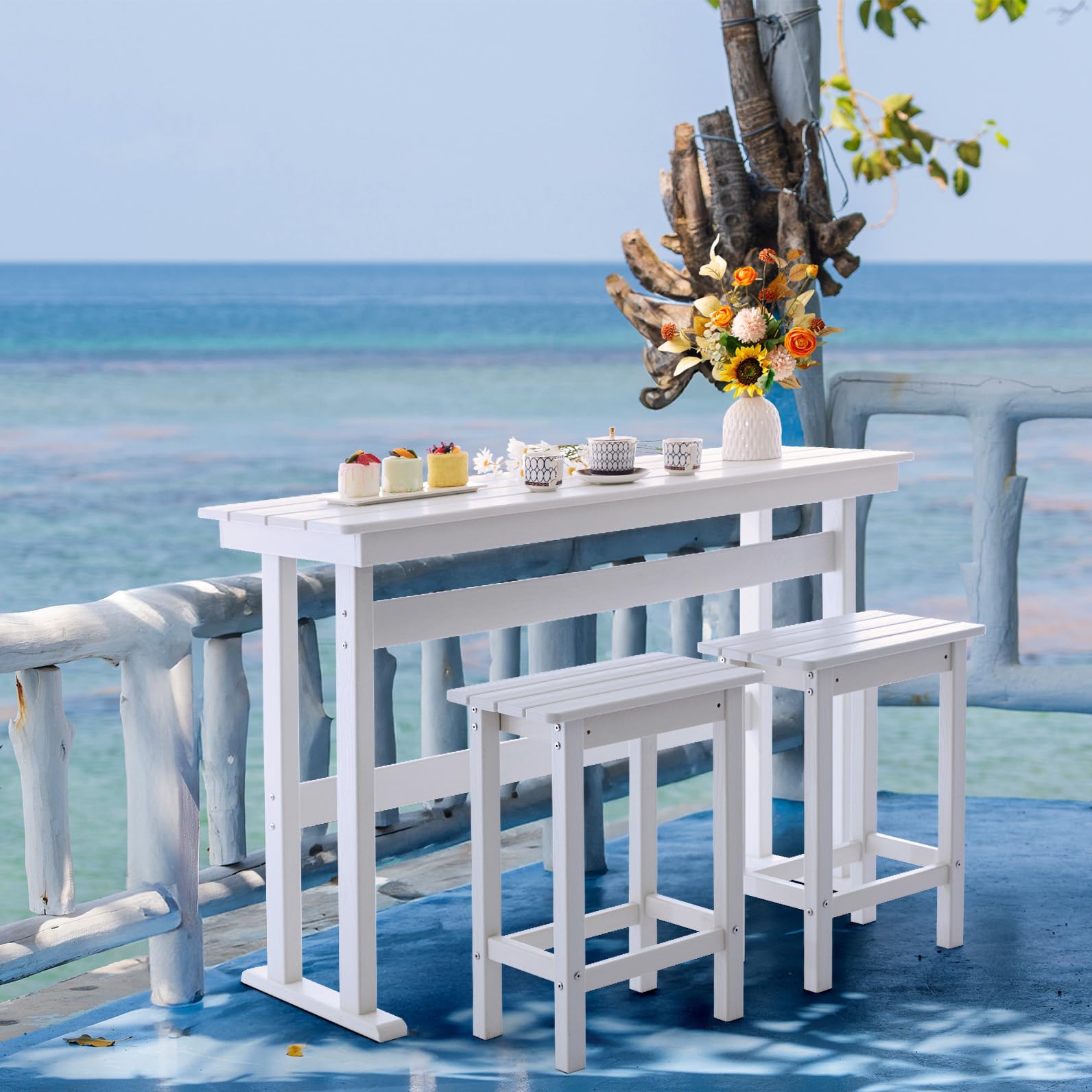 3-Piece Outdoor Bar Set with High Top Table and Stools