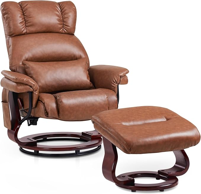 Swivel Recliner with Ottoman and Massage