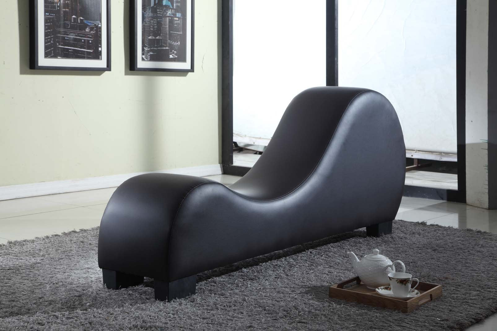 Yoga Chaise Lounge - Modern Curved Faux Leather Relaxation Chair