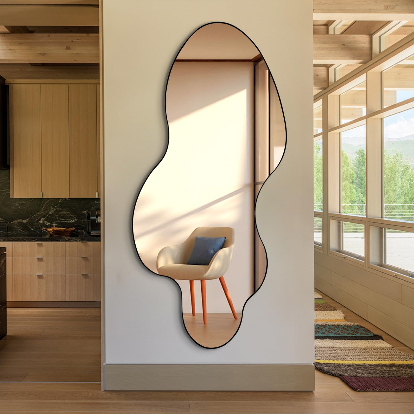 Irregular Asymmetrical Mirror 60x30 Full Length Metal Frame