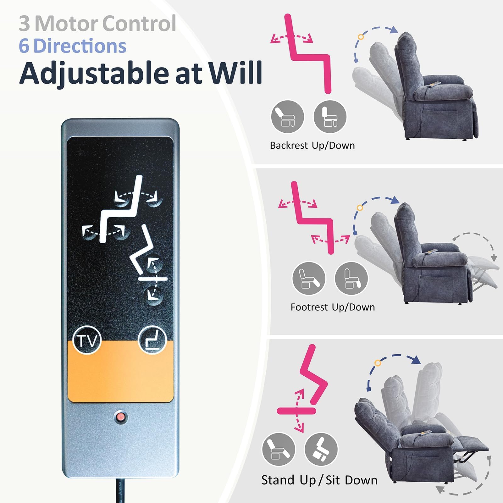Overstuffed Power Lift Recliner Chair for Elderly