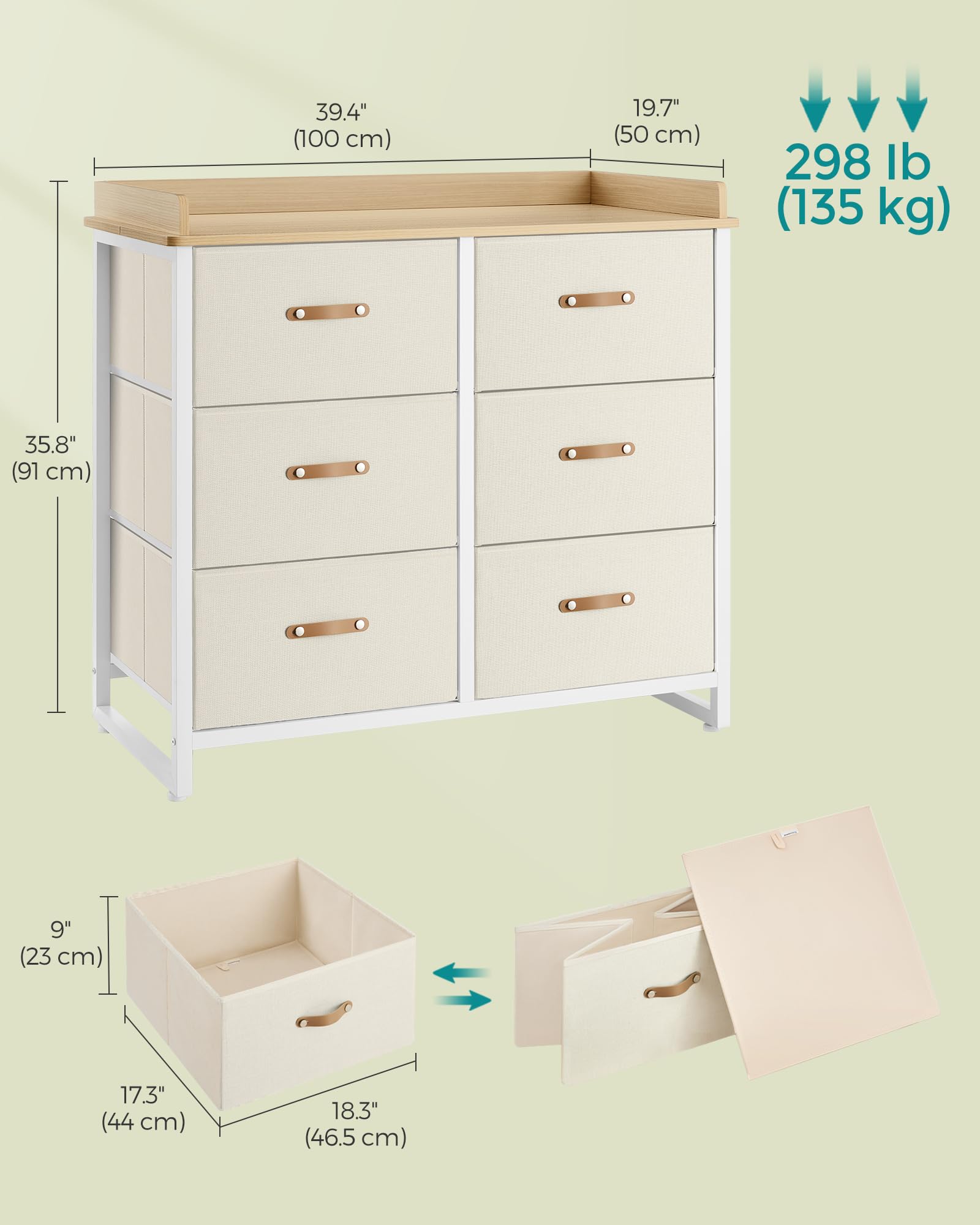 Kids Dresser with 6 Drawers - Water-Resistant Storage Organizer