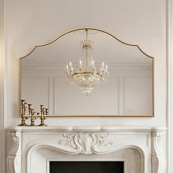 Black Scalloped Arched Wall Mirror 35x26