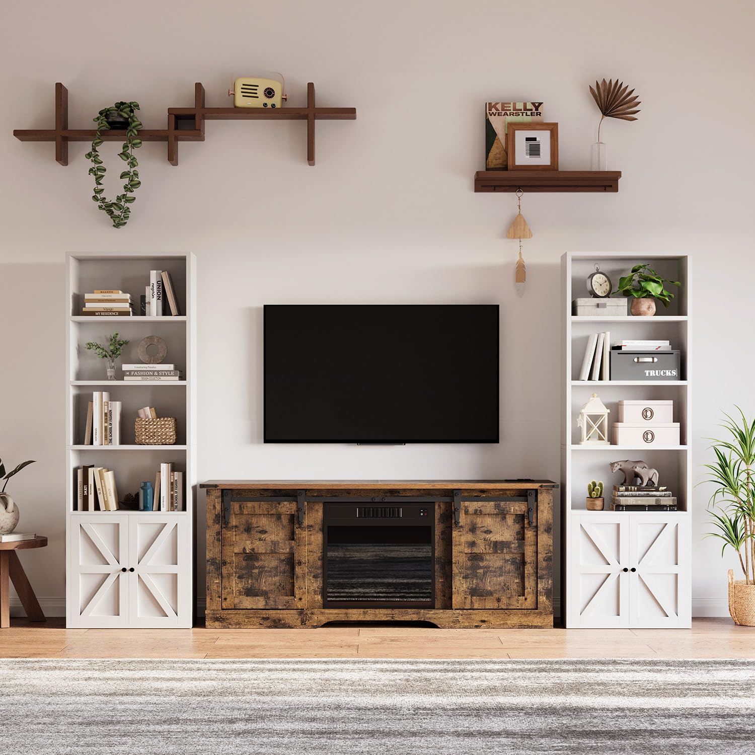 6-Tier Bookshelf with Cabinet Doors