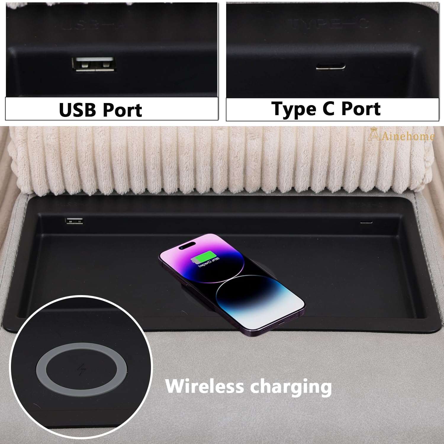 Power Reclining Sectional Sofa with LED and USB Charging
