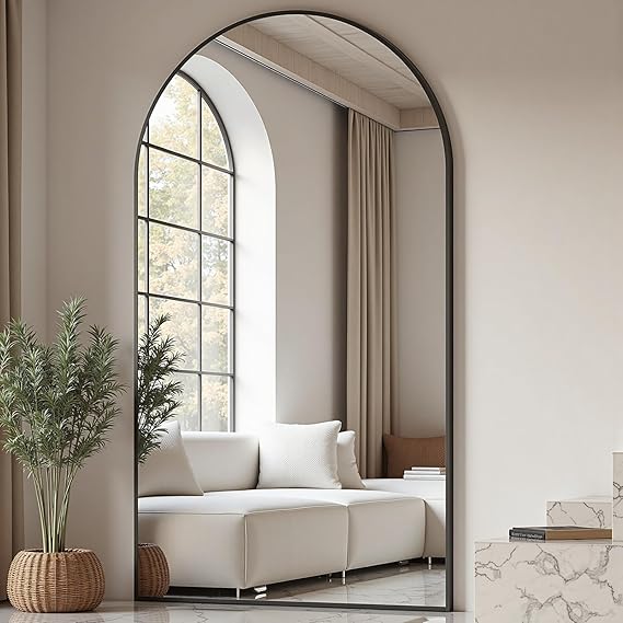 Arched Full Length Mirror 70x26 Gold Aluminum Frame
