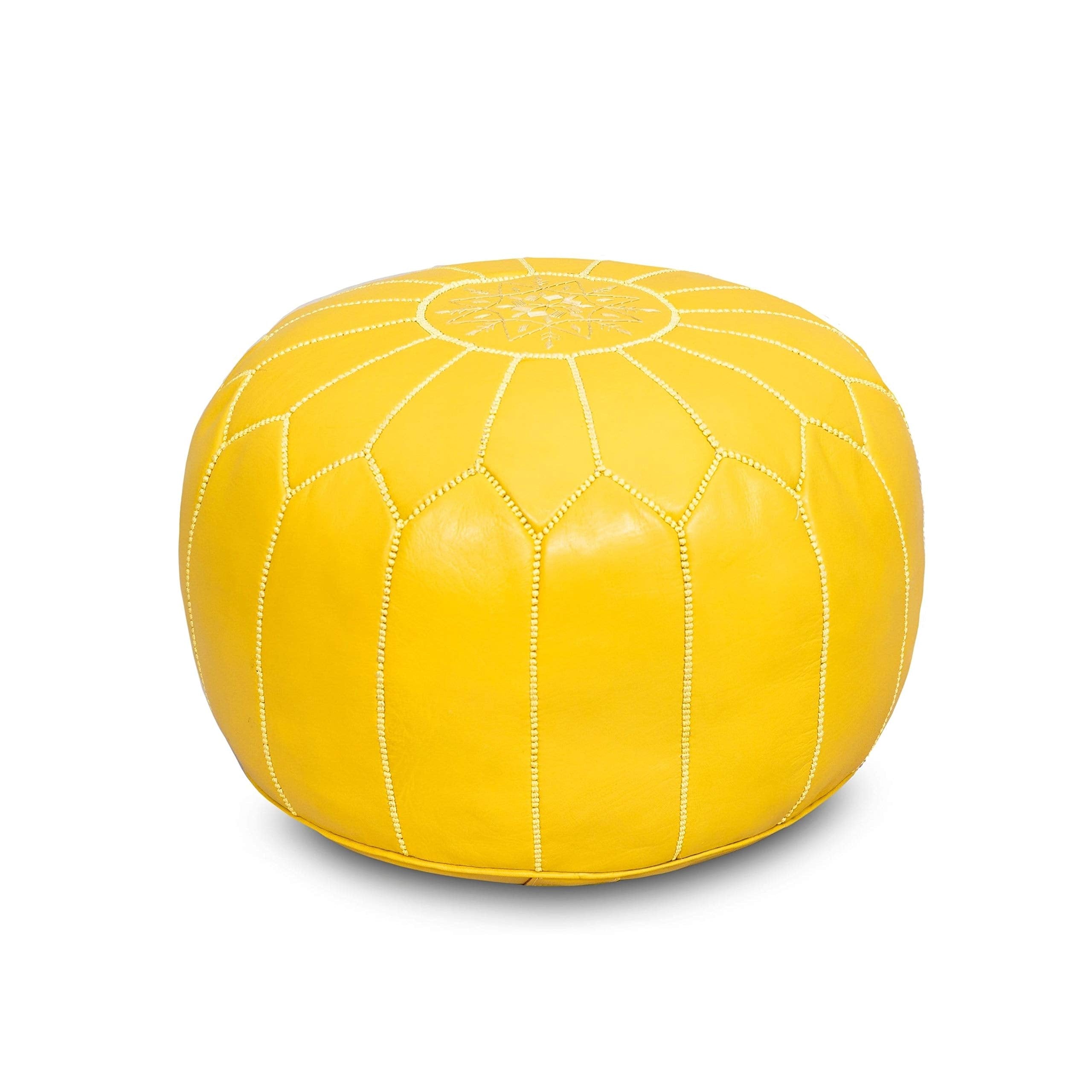 Handmade Leather Moroccan Pouf Ottoman
