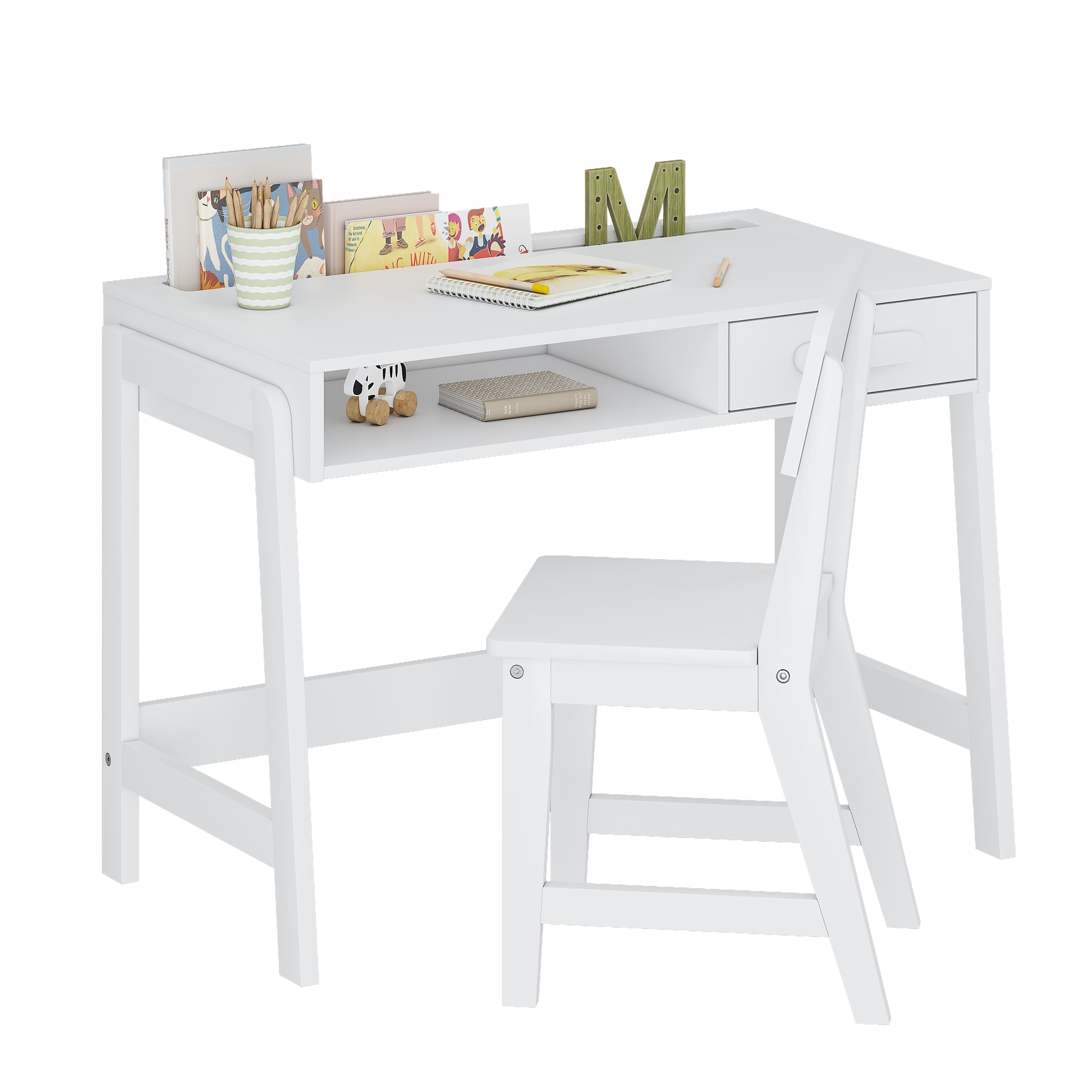 Kids Desk and Chair Set with Drawers