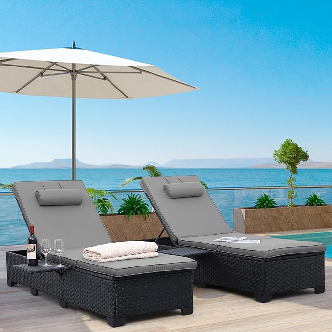 Outdoor Chaise Lounge Chairs Set of 2
