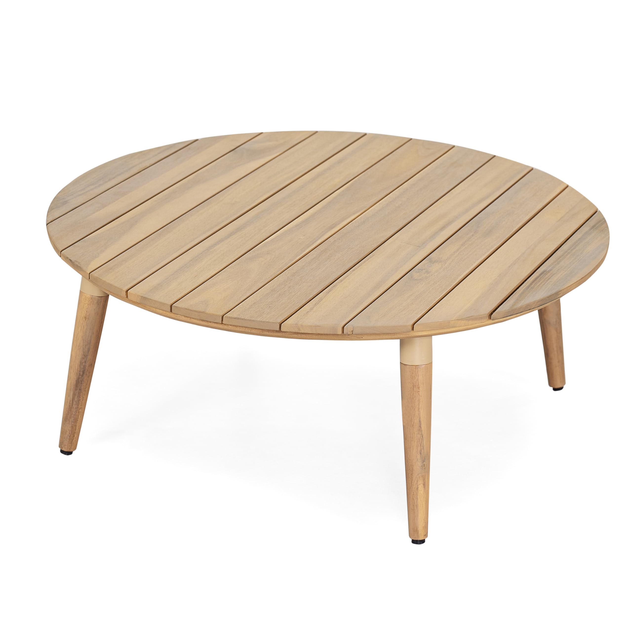 Round Acacia Wood Outdoor Coffee Table