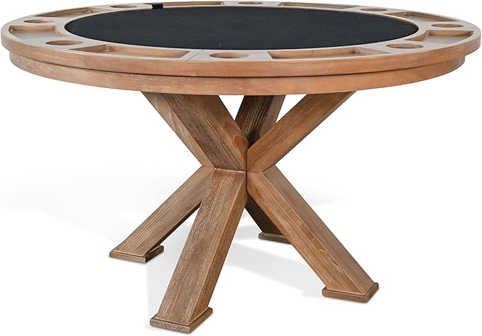 Chic Poker Game & Dining 2-in-1 Table Oak Grove Finish