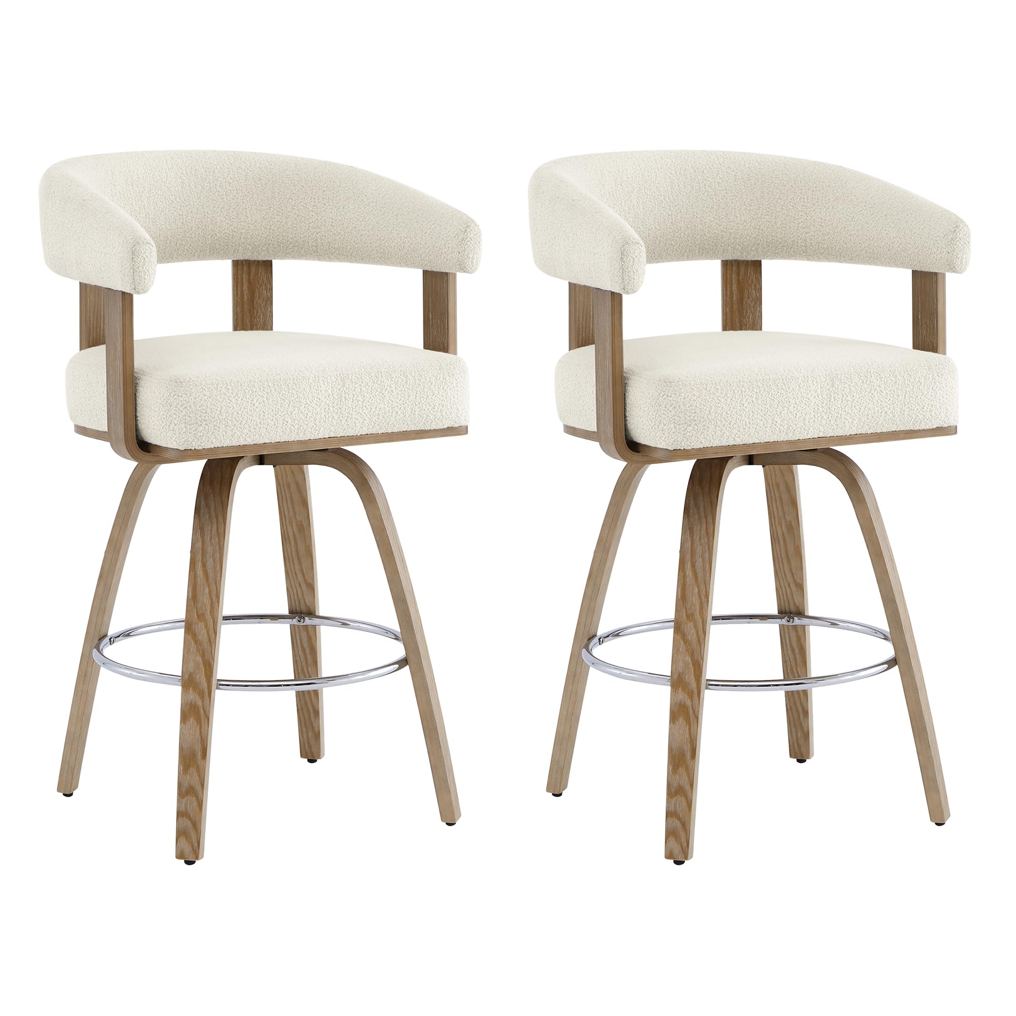Swivel Counter Height Barstools Set of 2 with Back and Armrest