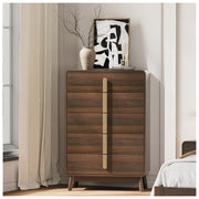 5-Drawer Mid-Century Modern Dresser with Metal Handles