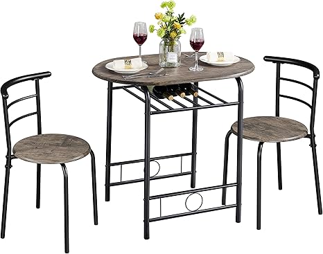 3-Piece Dining Table Set with Wine Rack