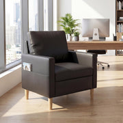 Mid Century Modern Leather Accent Chair Set of 2