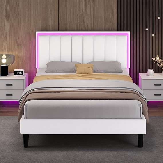 Queen Bed Frame with LED Lights