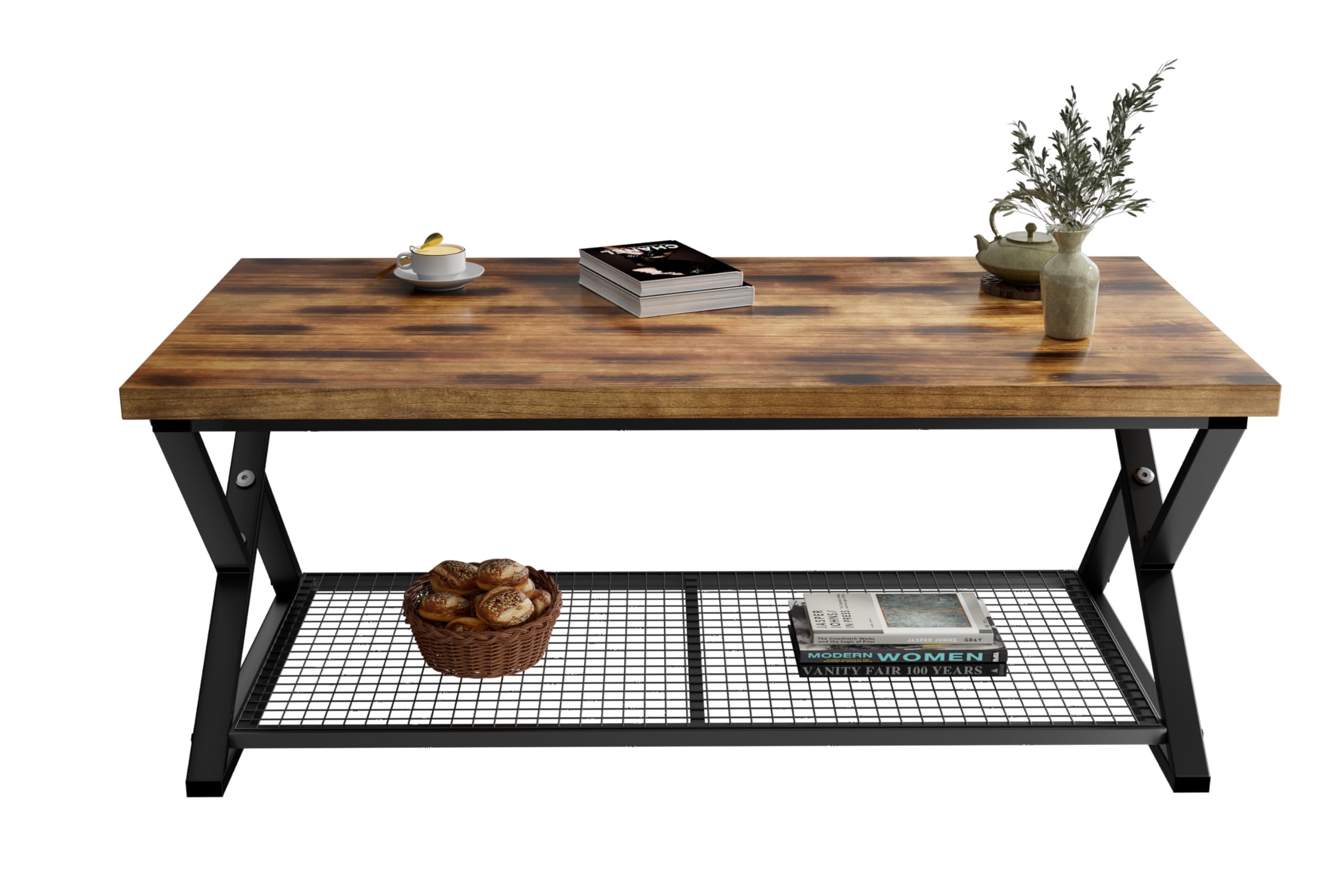 Rectangular Coffee Table with Storage Shelf