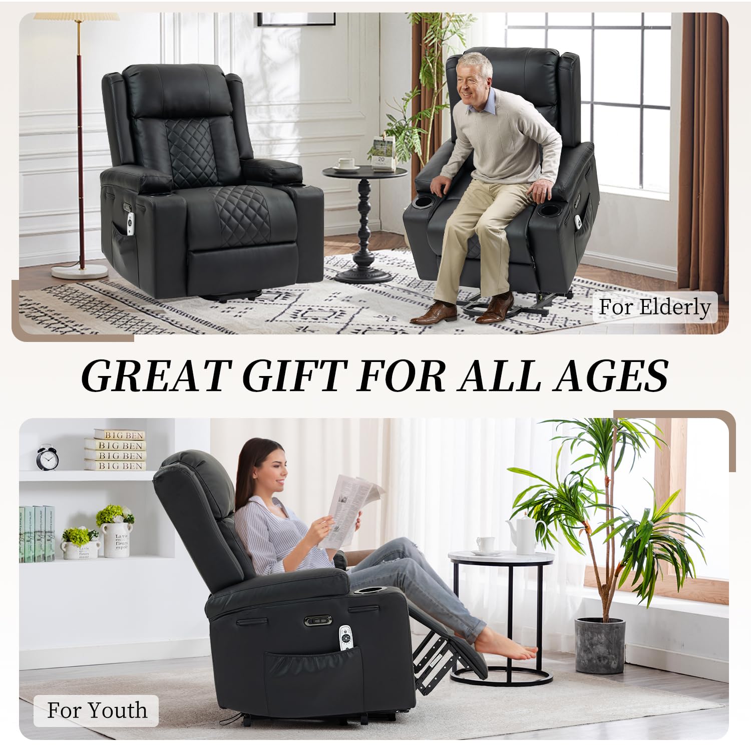 Power Lift Recliner Chair with Massage and Heating