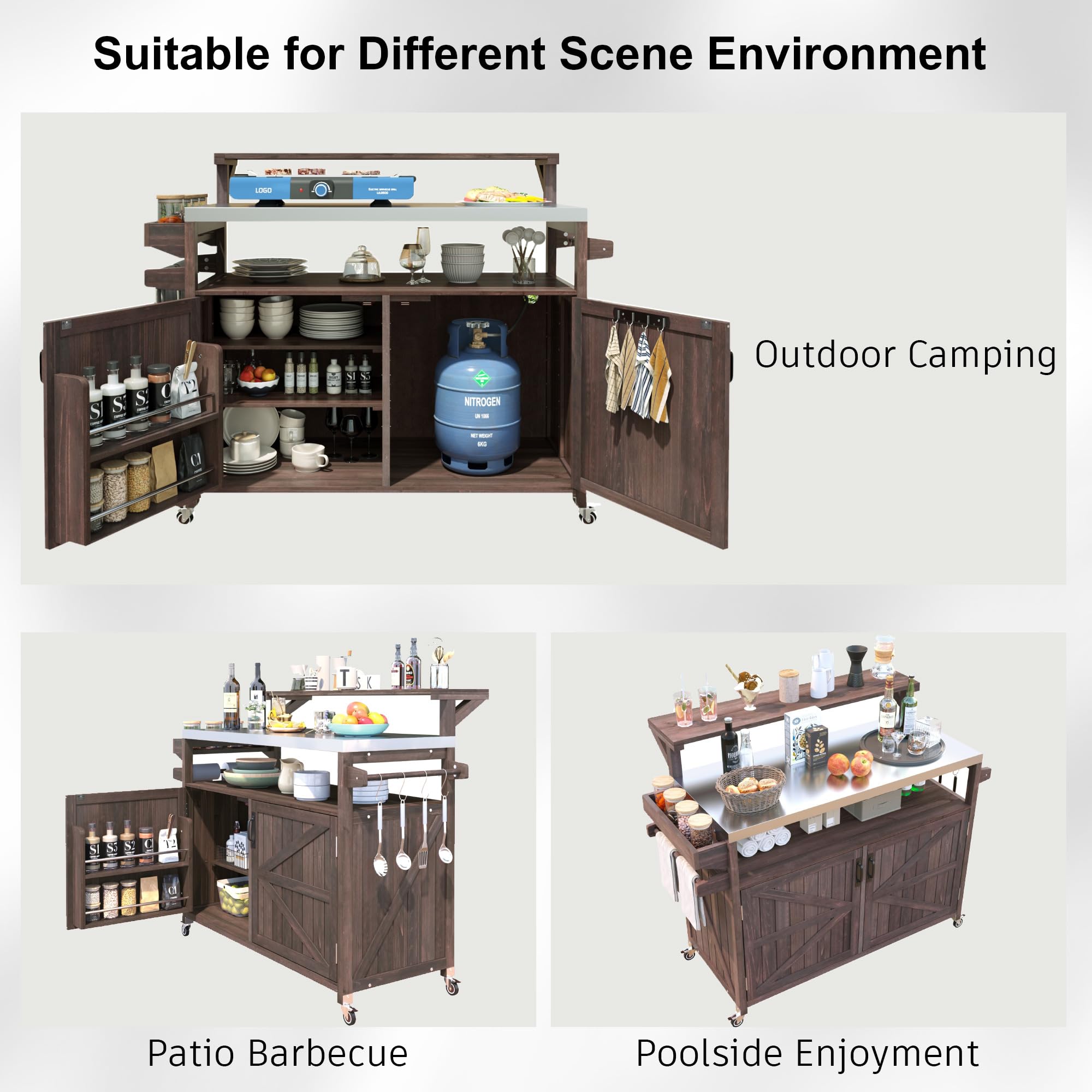 Outdoor Kitchen Island with Raised Shelf