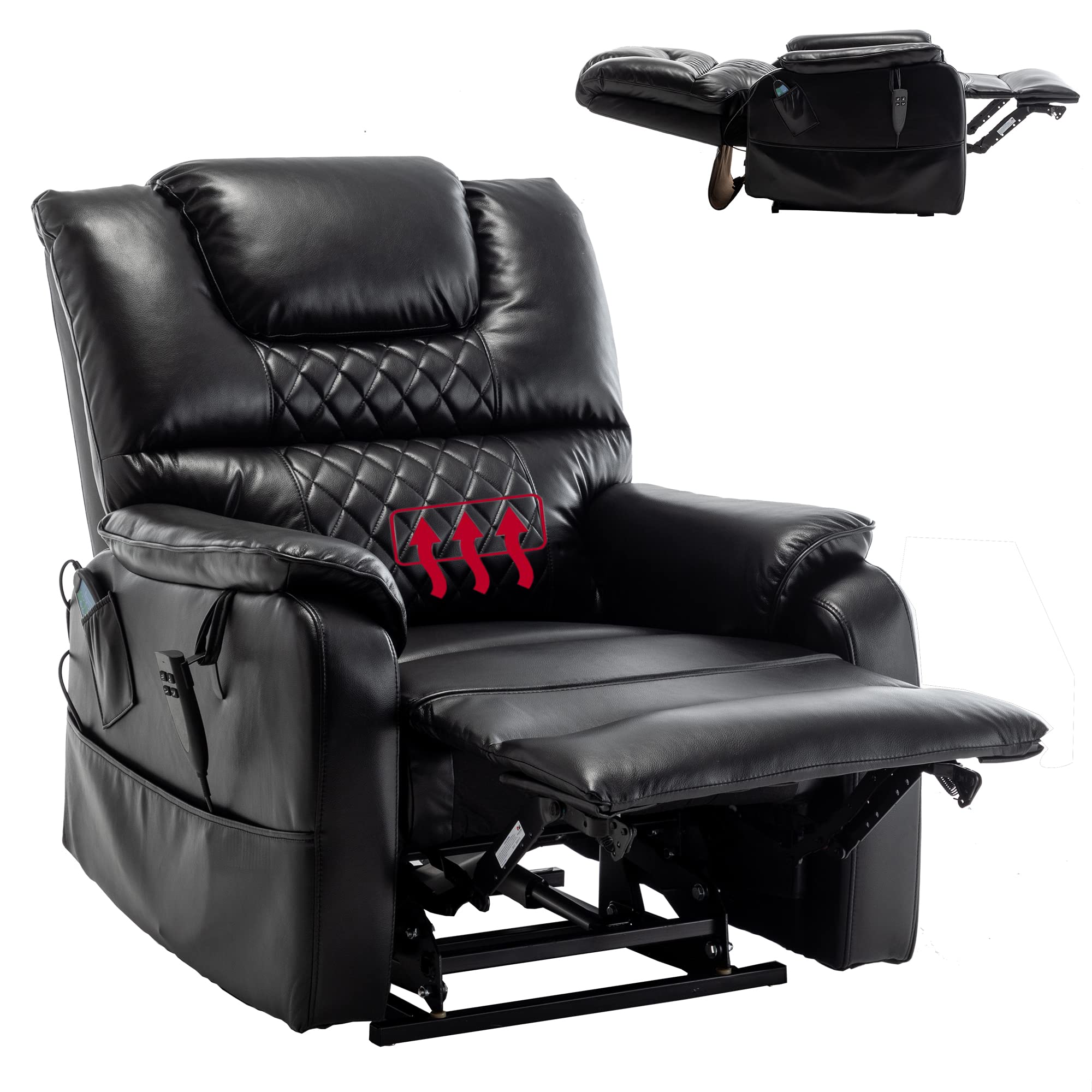 Dual Motor Lift Chair with Massage and Heat - 400lbs Capacity