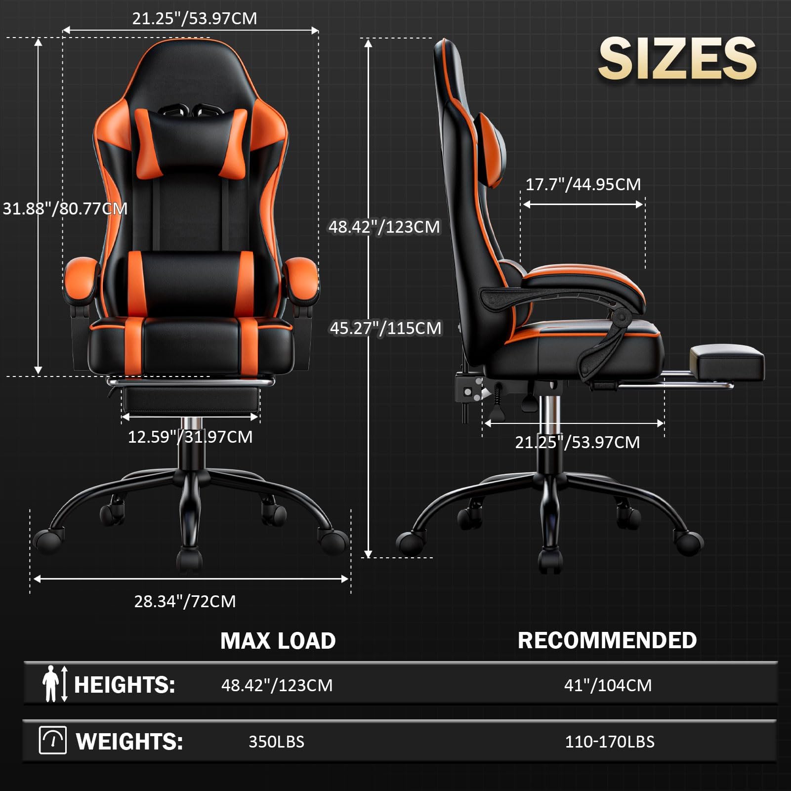Gaming Chair with Footrest and Lumbar Support