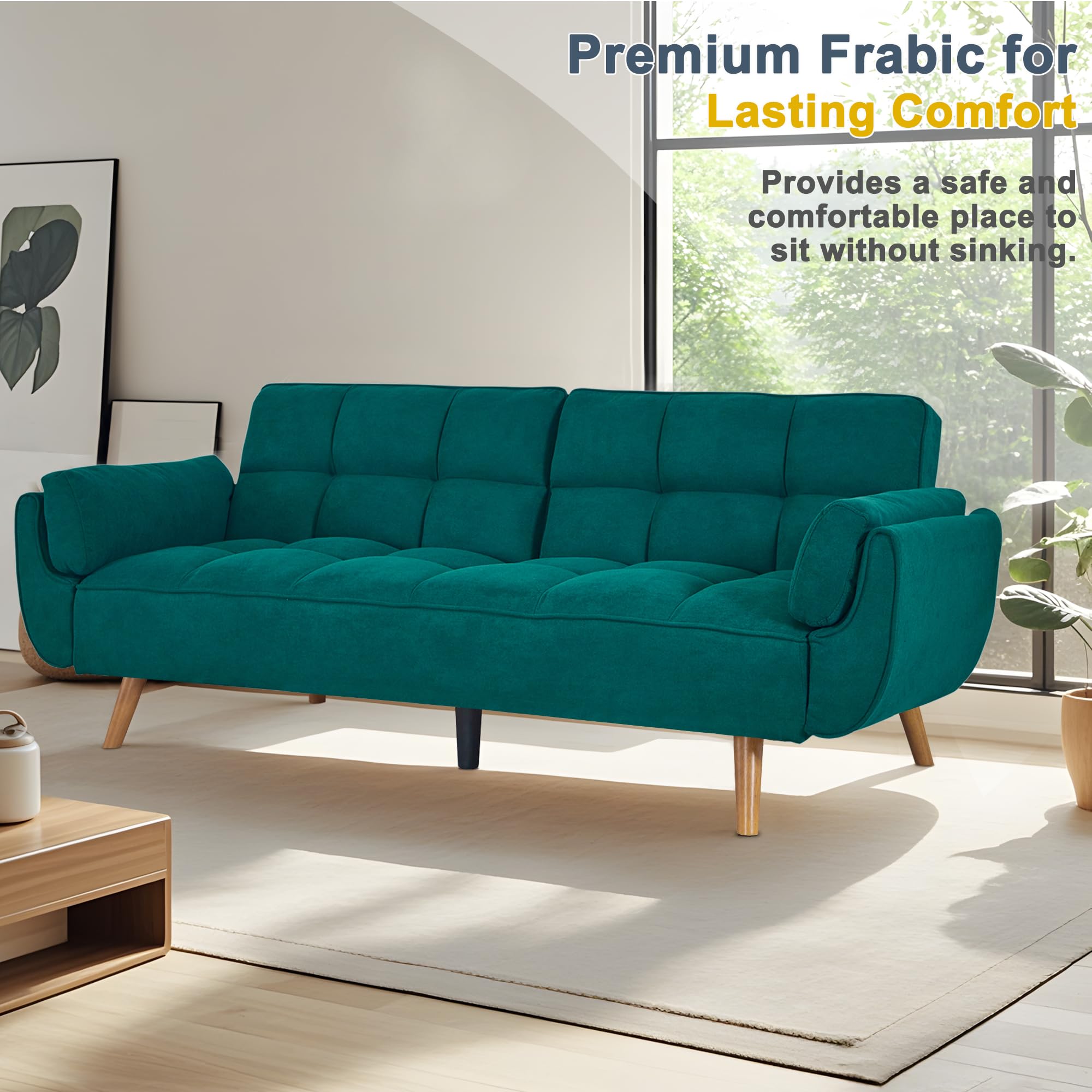 Convertible Futon Sofa Bed with Adjustable Backrest