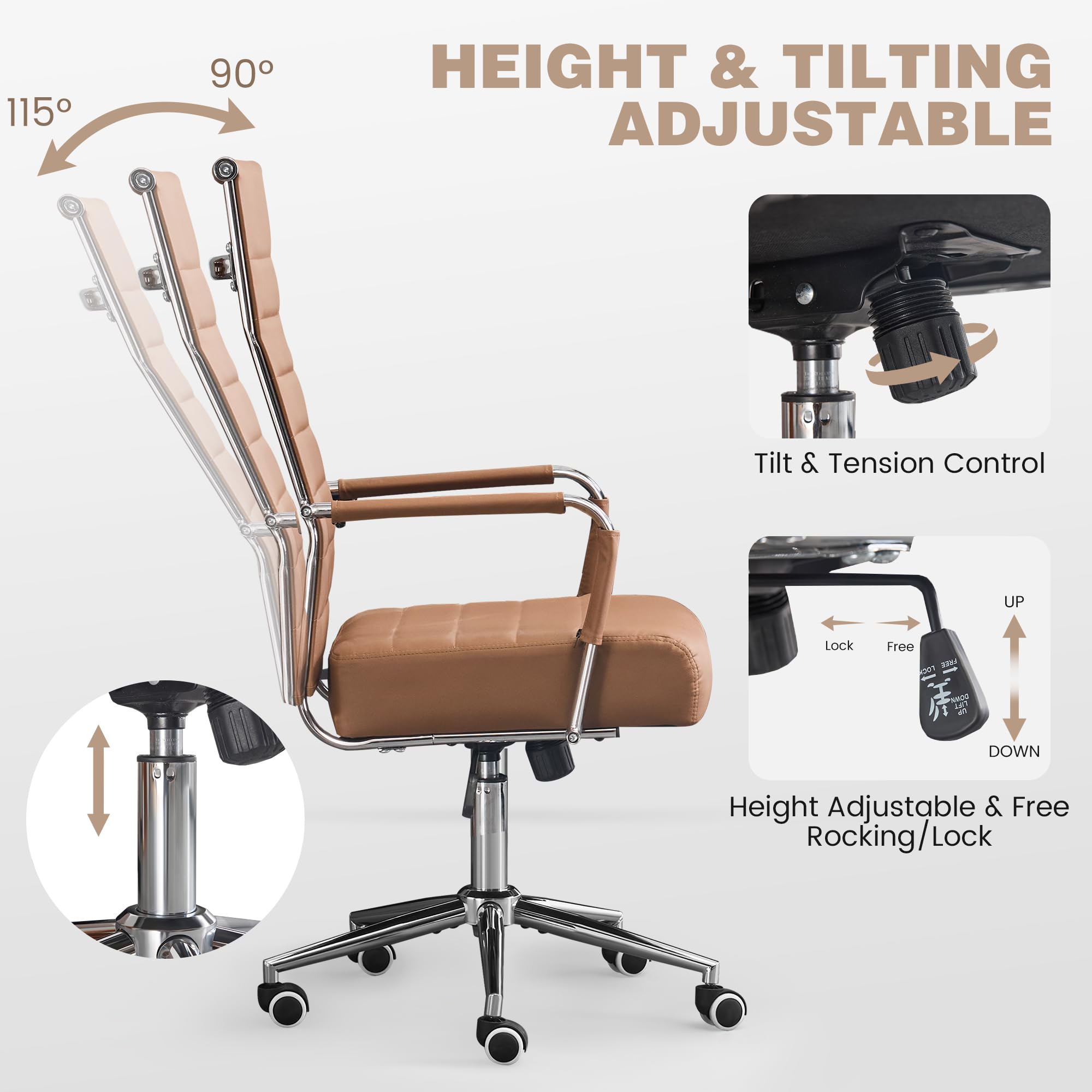 Ergonomic High Back Office Chair with Wheels and Arms