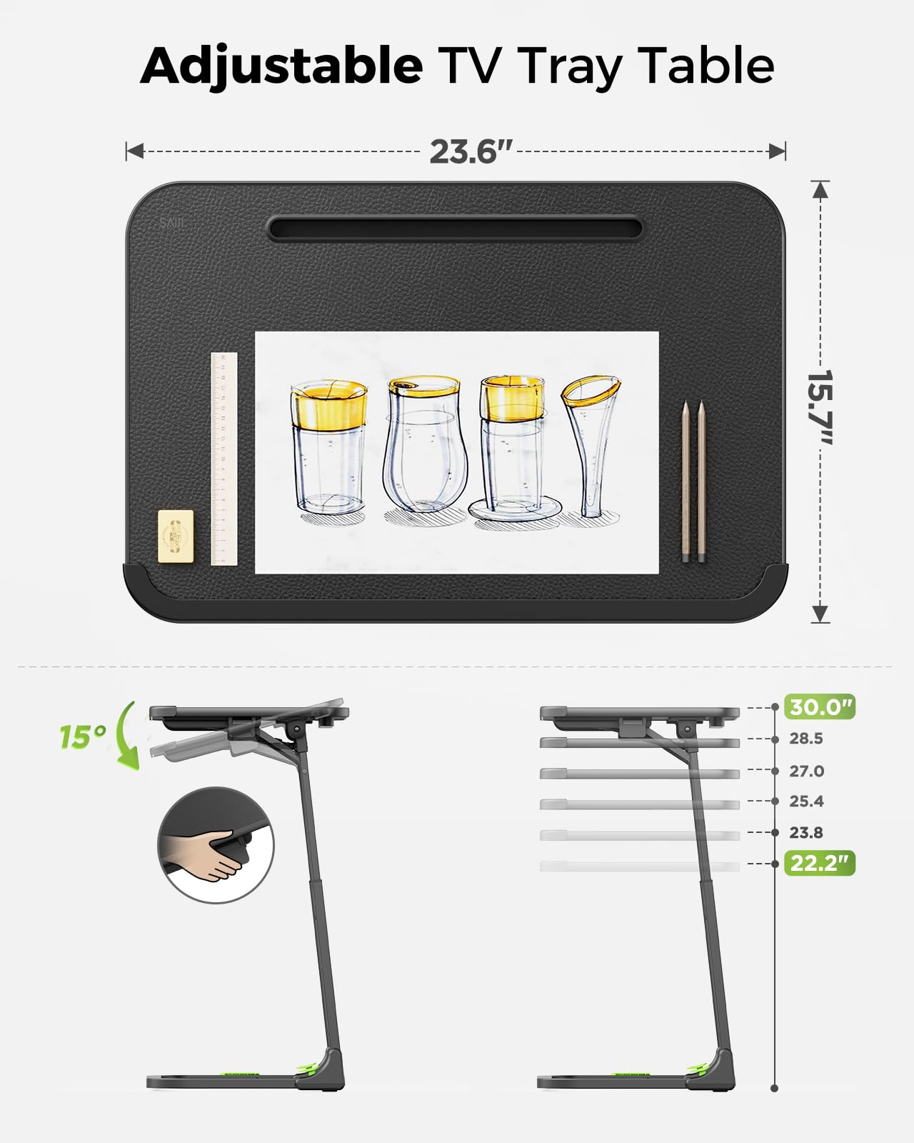 Adjustable Folding TV Tray Table
