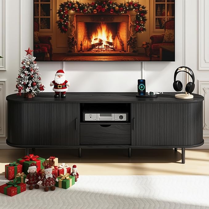 Mid-Century TV Stand with Power Outlet